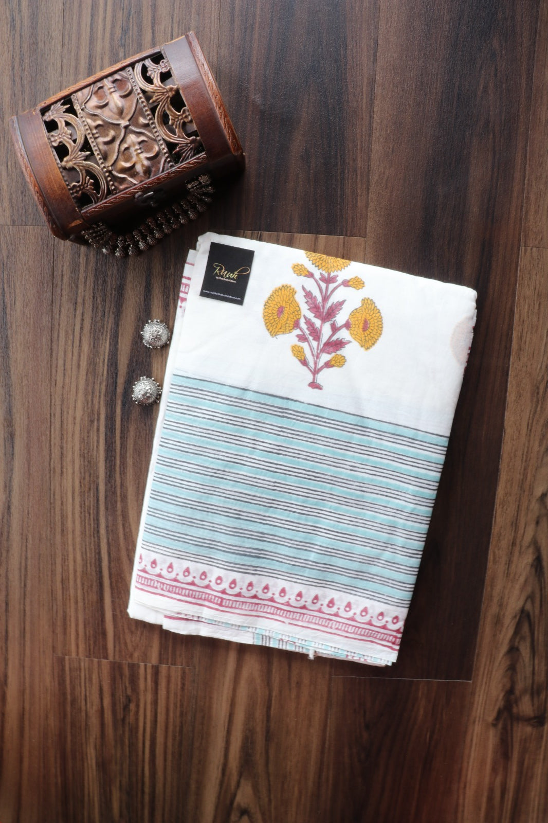 JAIPUR COTTON SAREE IN WHITE COLOUR