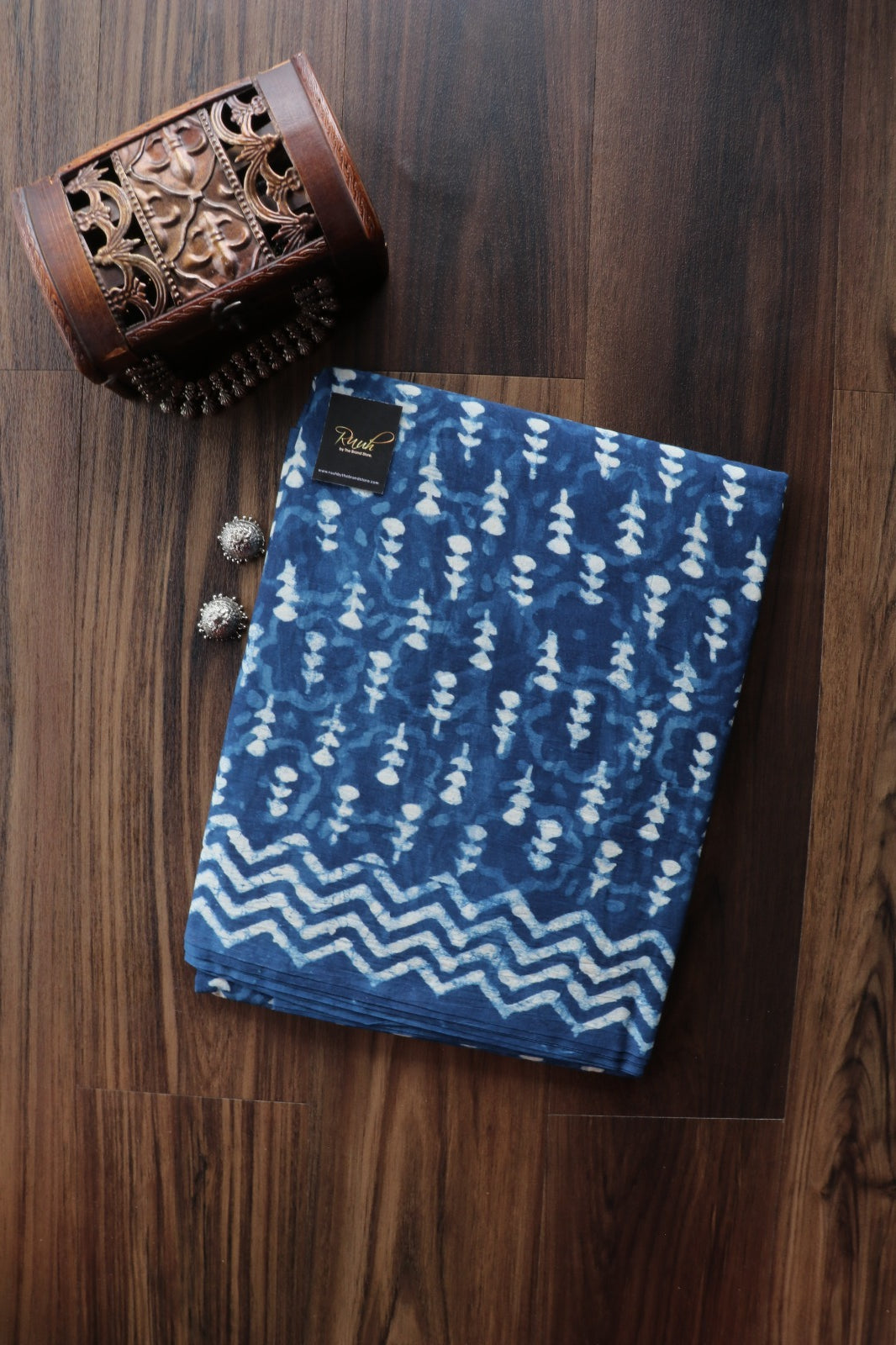 JAIPUR COTTON SAREE IN INDIGO COLOUR