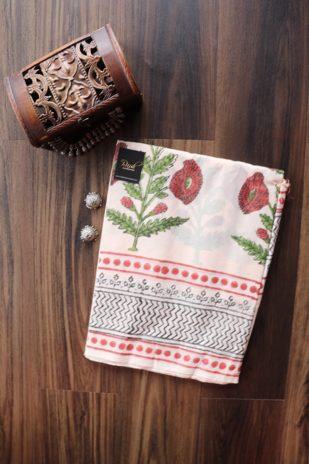 JAIPUR COTTON SAREE IN PEACH COLOUR