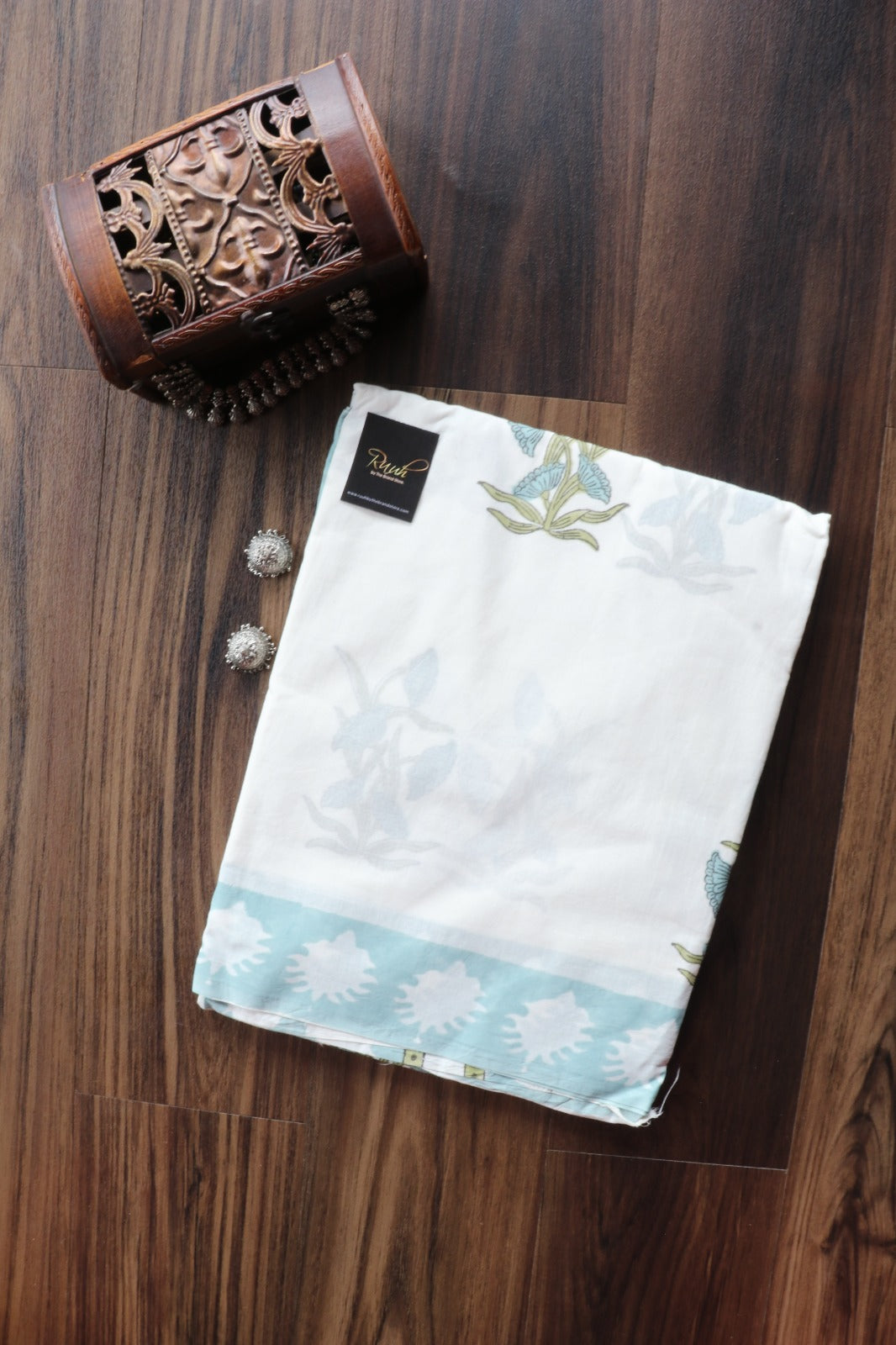 JAIPUR COTTON SAREE IN WHITE COLOUR