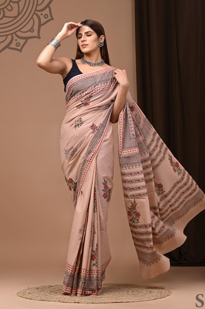 JAIPUR COTTON SAREE IN MAUVE COLOUR