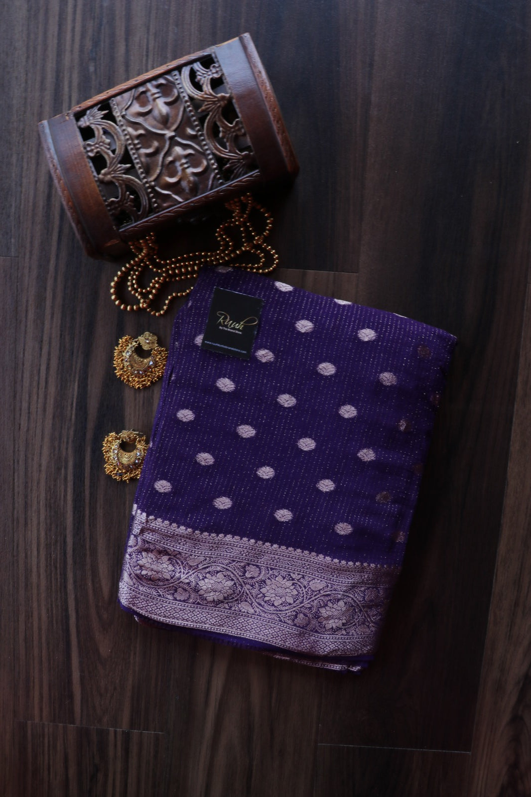 PURPLE VISCOSE CHINNON SAREE