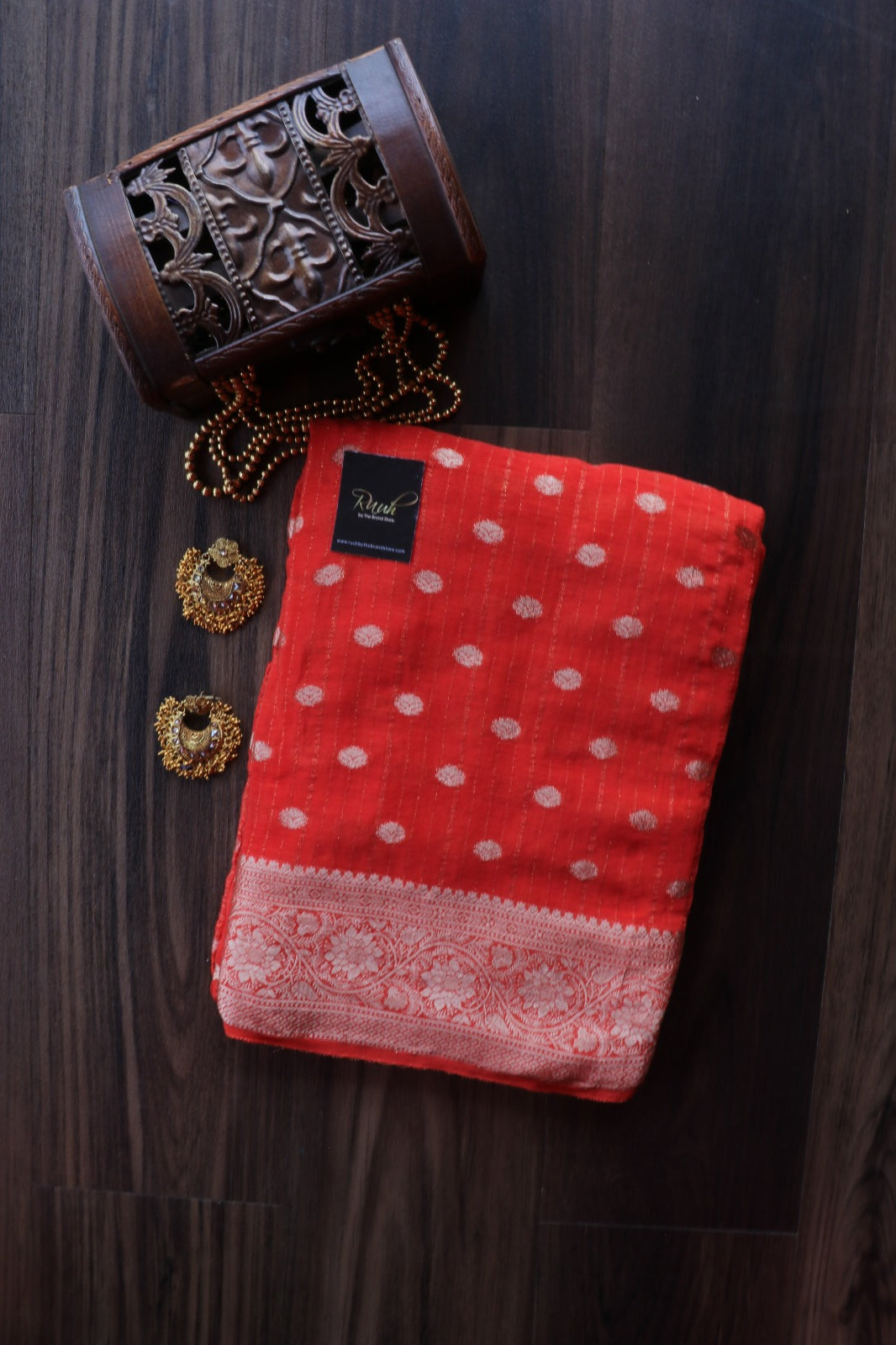 ORANGE VISCOSE CHINNON SAREE