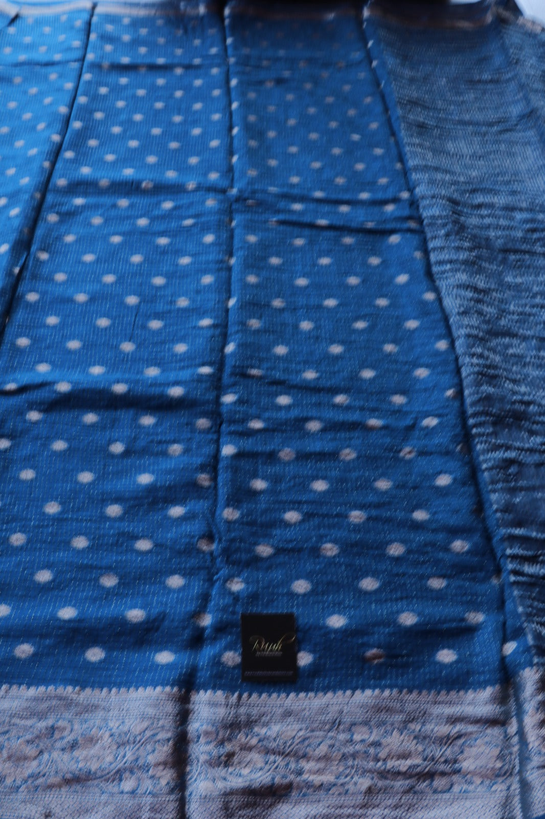 BLUE VISCOSE CHINNON SAREE