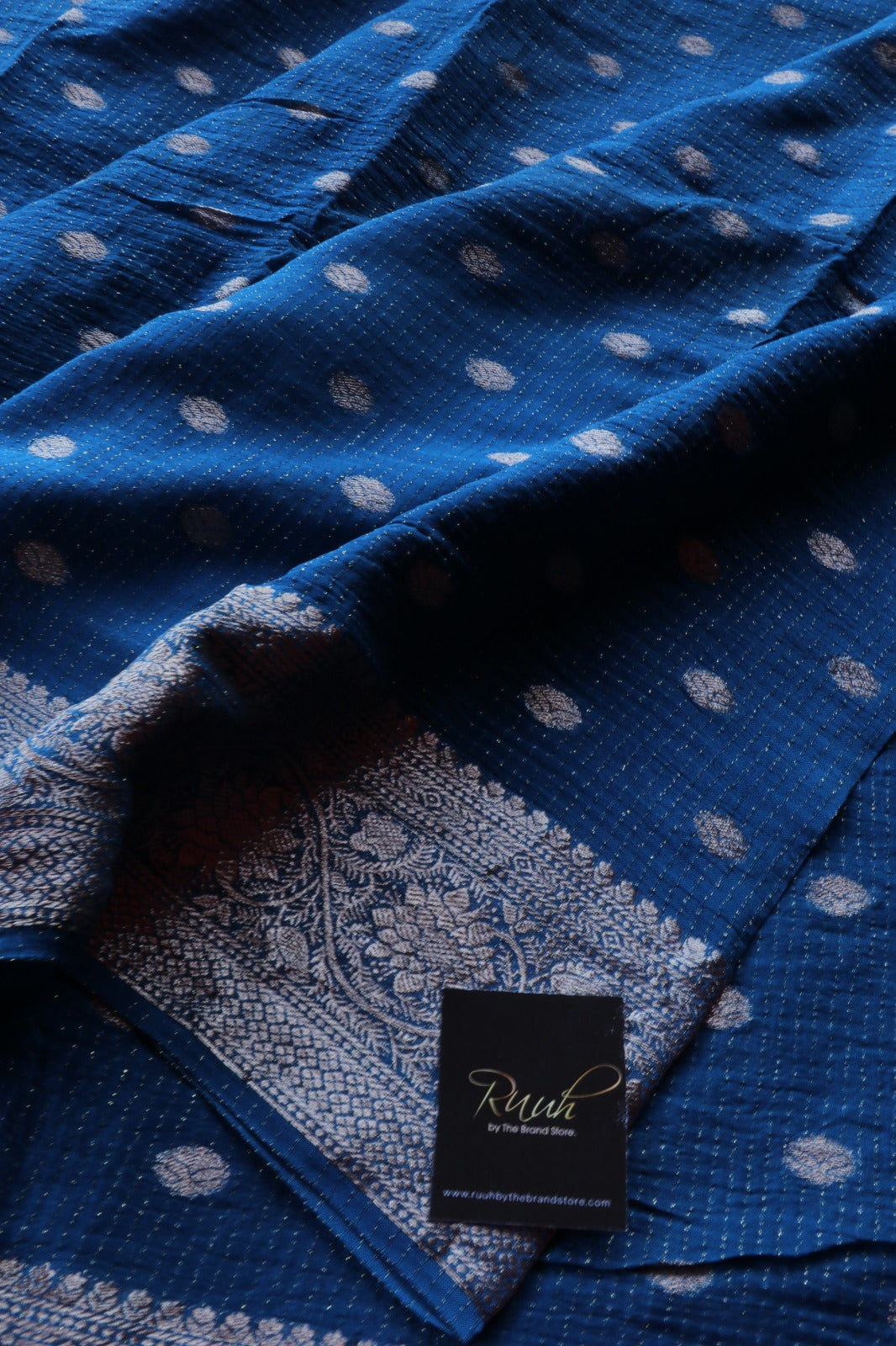 BLUE VISCOSE CHINNON SAREE