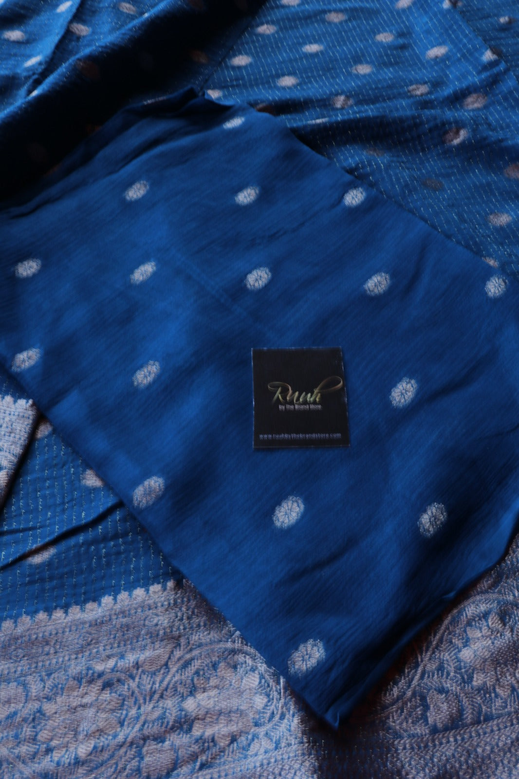 BLUE VISCOSE CHINNON SAREE