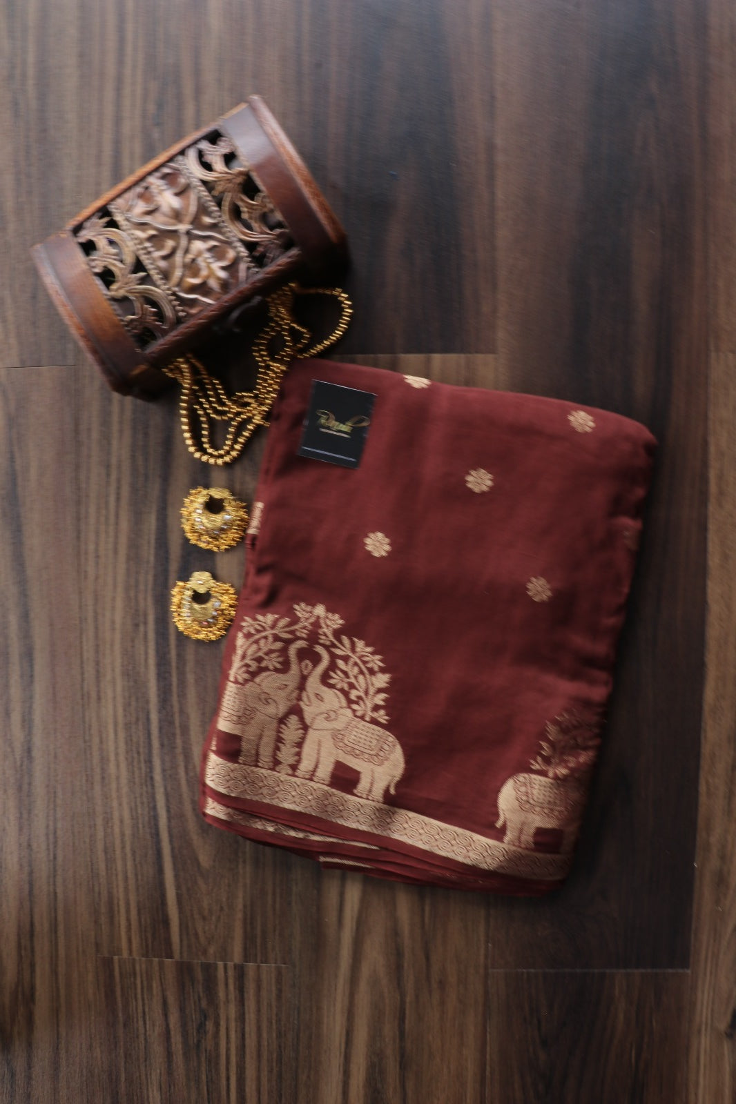 BROWN VISCOSE MUSLIN SILK SAREE