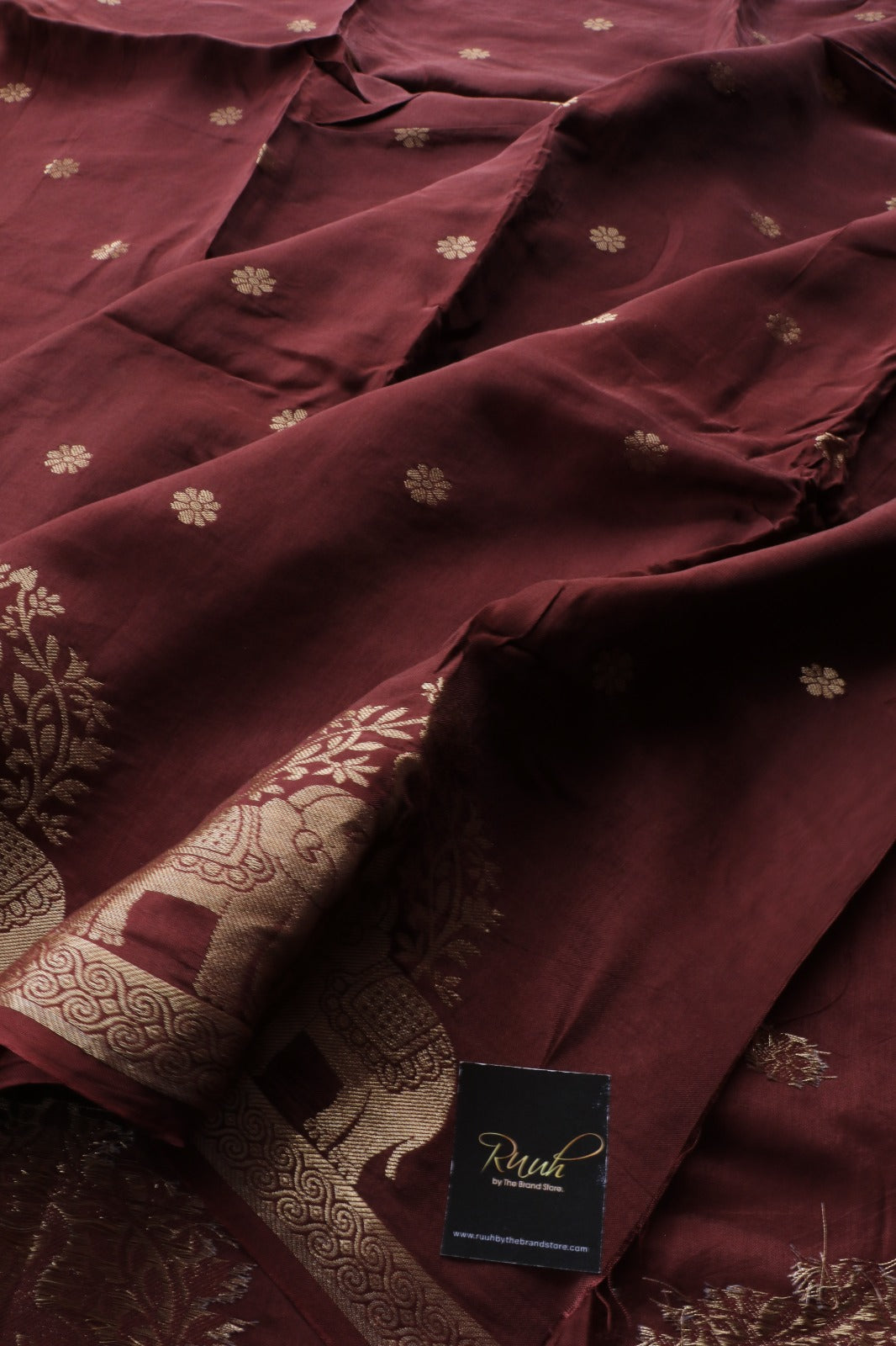 BROWN VISCOSE MUSLIN SILK SAREE