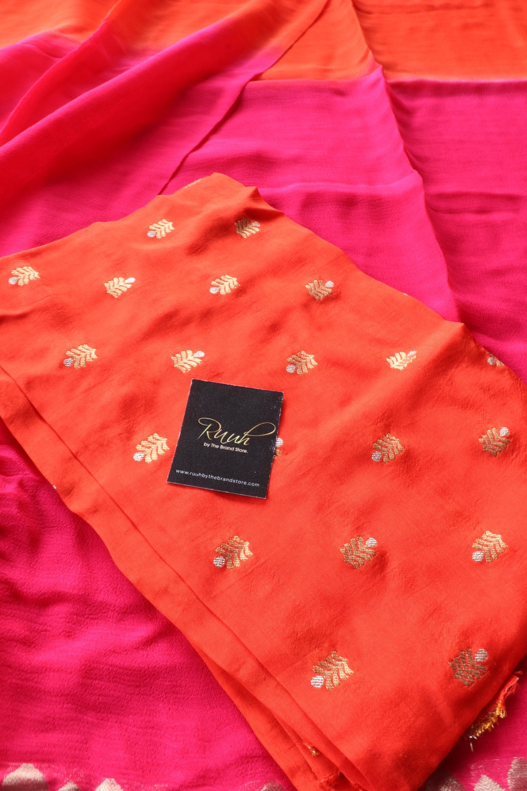 ORANGE PINK VISCOSE GEORGETTE SAREE
