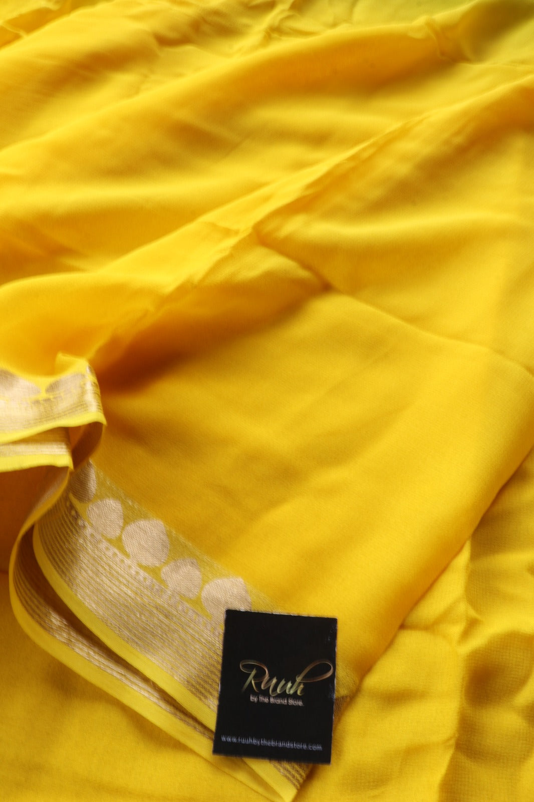 YELLOW-LIGHT GREEN VISCOSE GEORGETTE SAREE