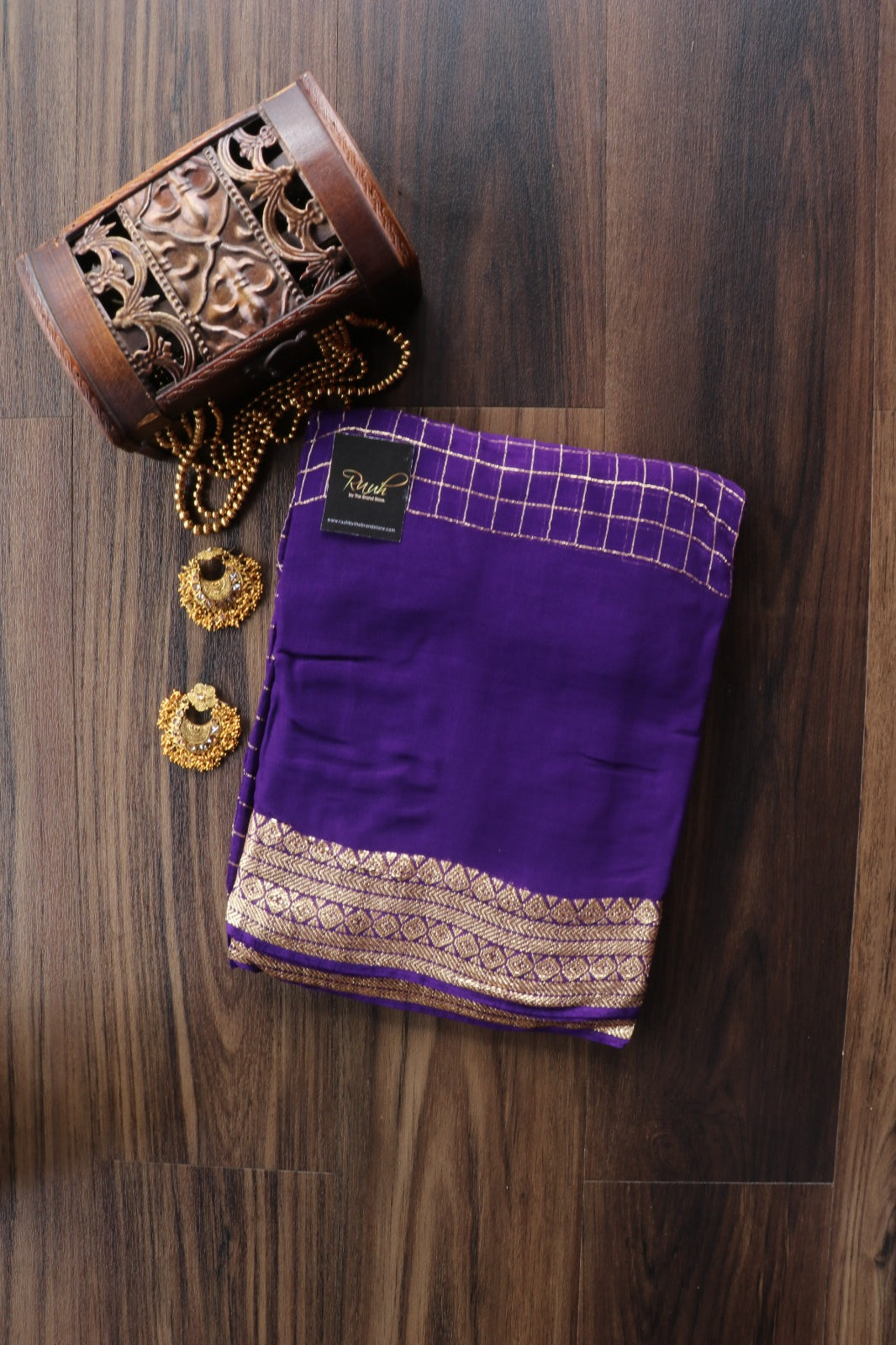 PURPLE VISCOSE CHECKS SAREE