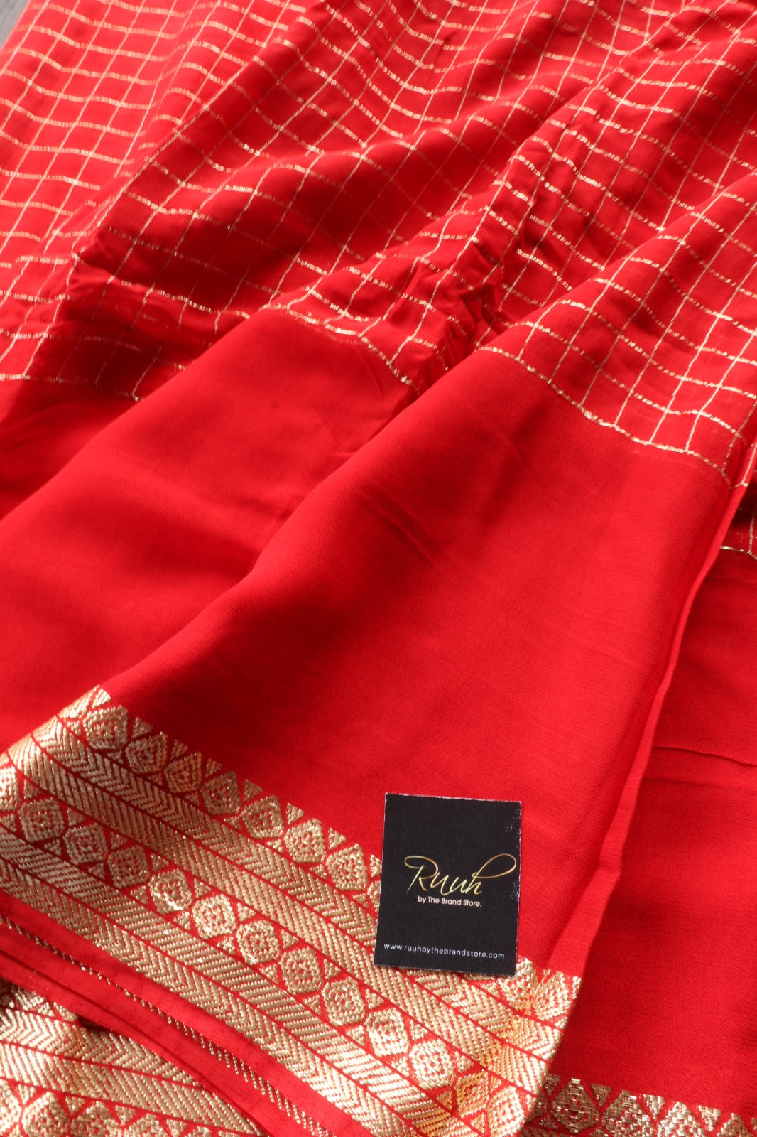 RED VISCOSE CHECKS SAREE