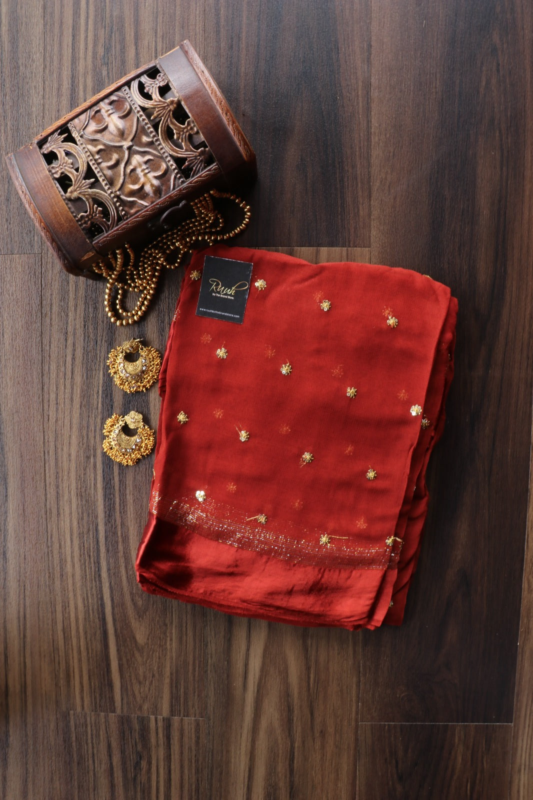 BROWN  VISCOSE GEORGETTE SAREE