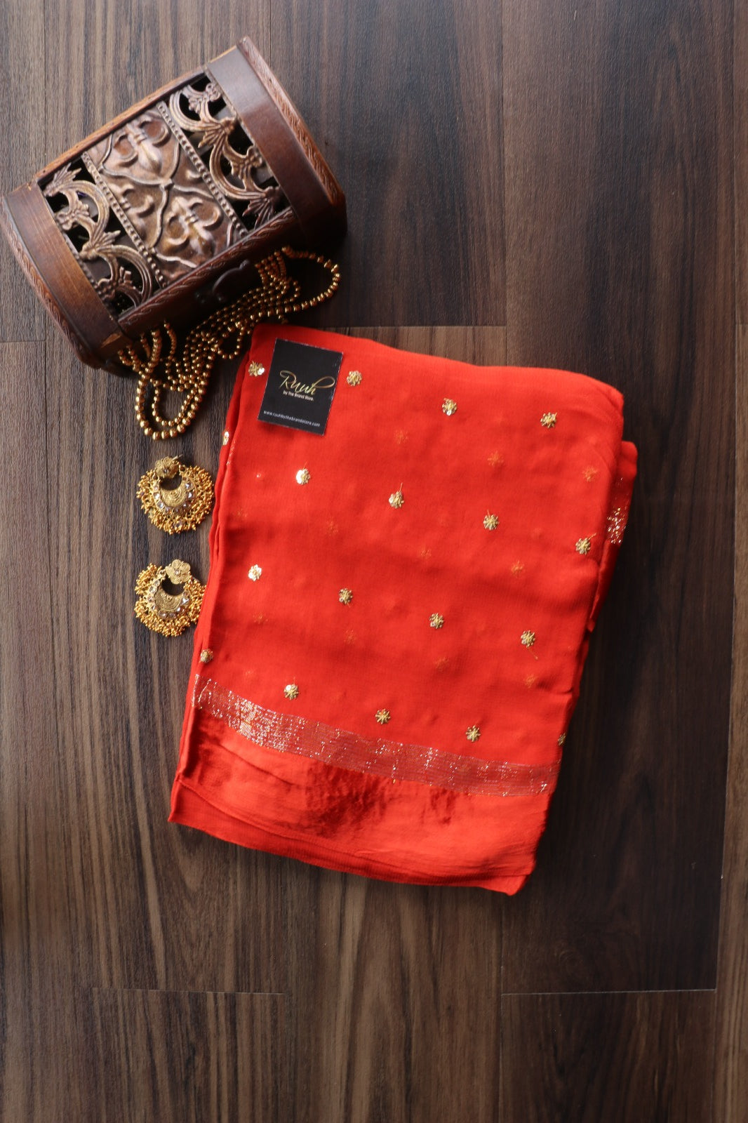 ORANGE VISCOSE GEORGETTE SAREE