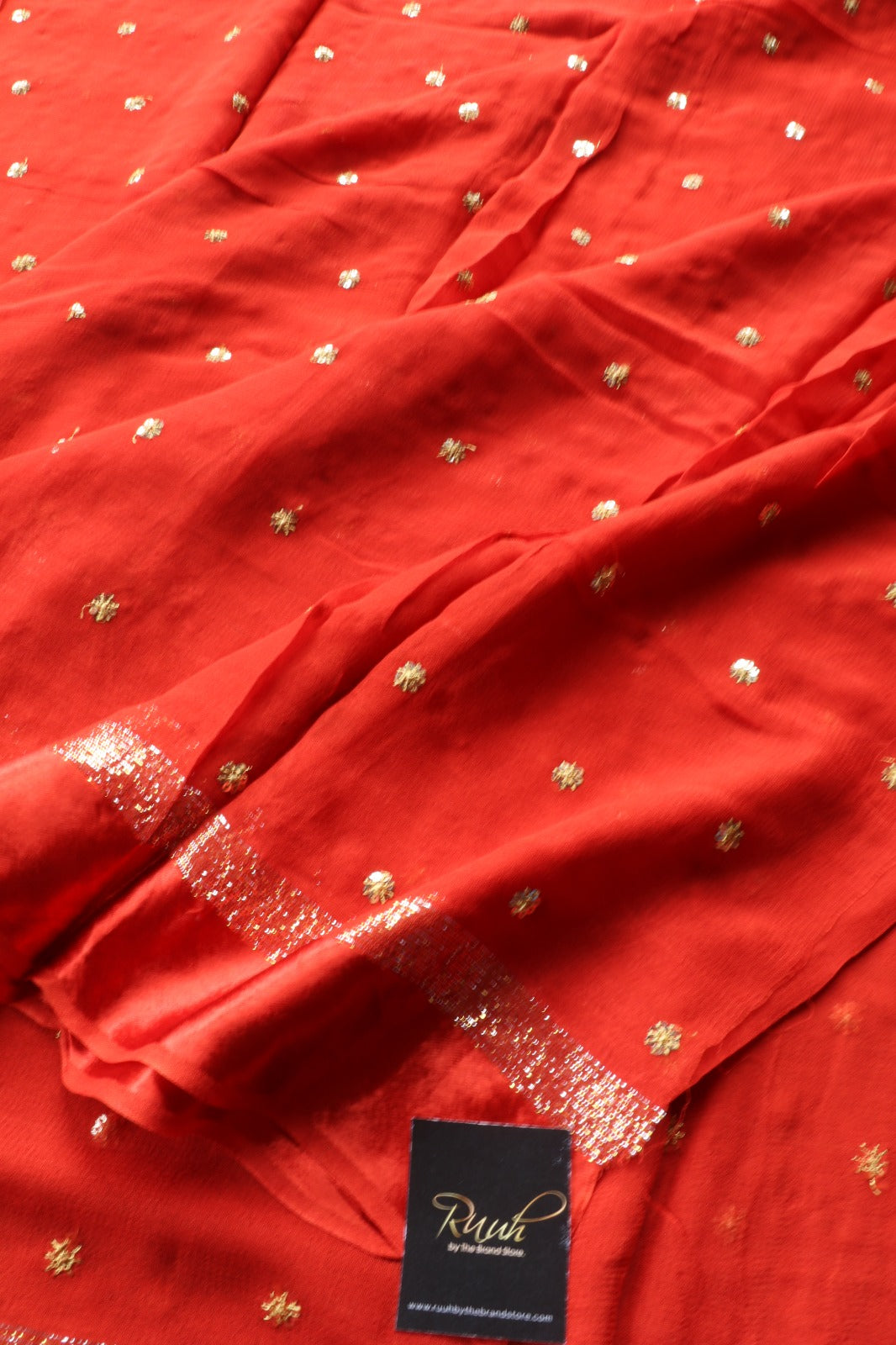 ORANGE VISCOSE GEORGETTE SAREE