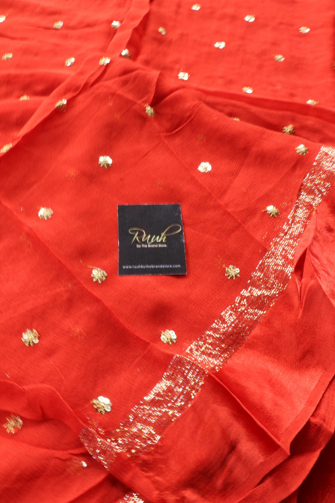 ORANGE VISCOSE GEORGETTE SAREE