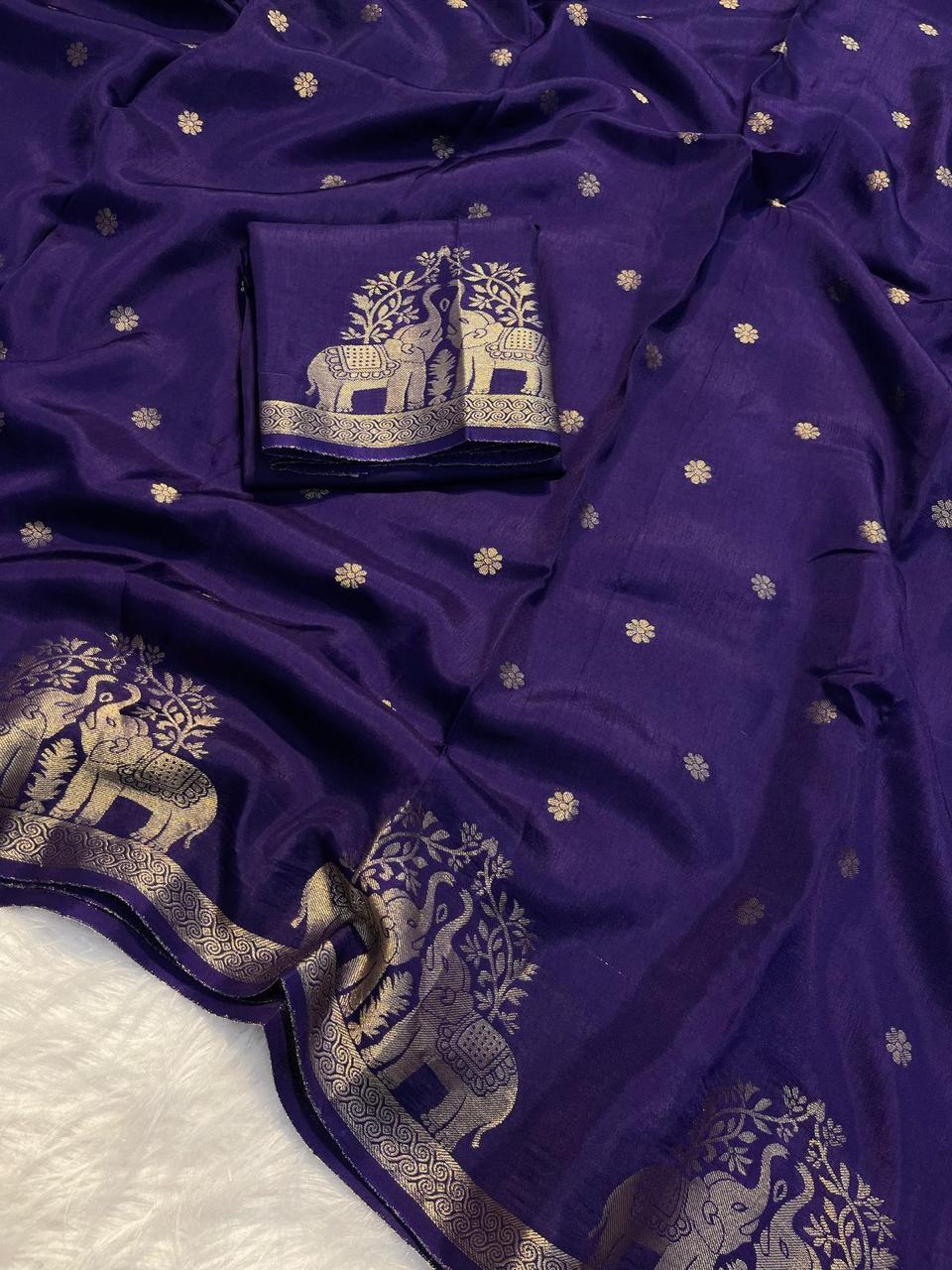 PURPLE VISCOSE MUSLIN SILK SAREE
