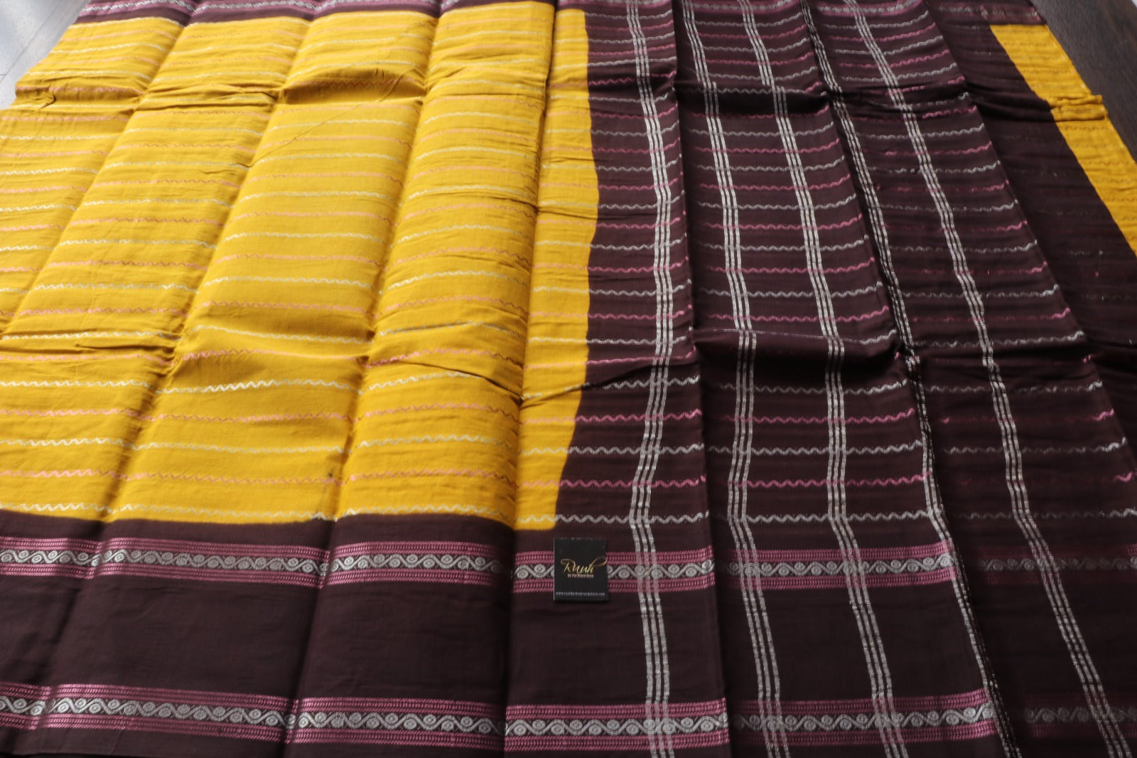 MUSTARD YELLOW -BROWN MADURAI SUNGUDI SAREE