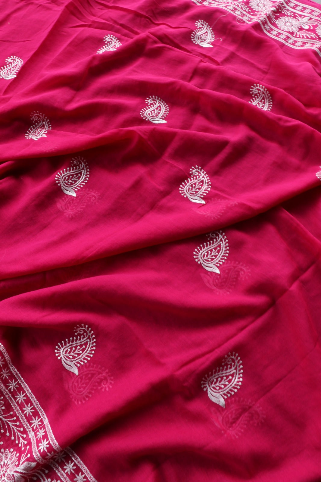 HOT PINK MULMUL EMBROIDERY
