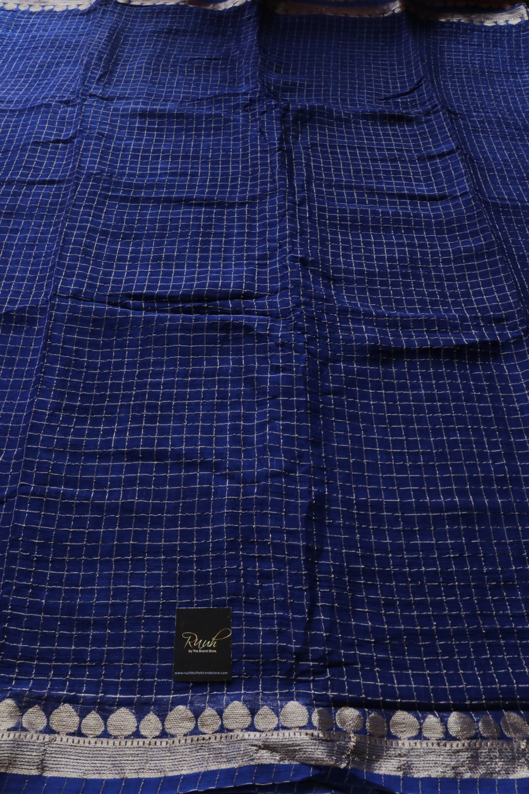 BLUE VISCOSE CHECK SAREE