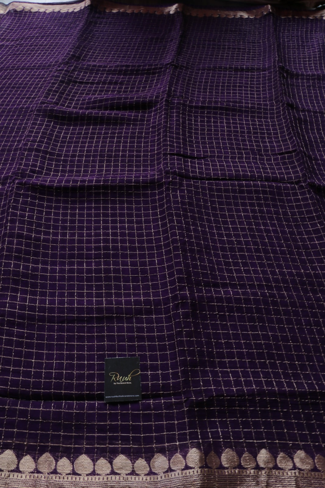 PURPLE  VISCOSE CHECK SAREE
