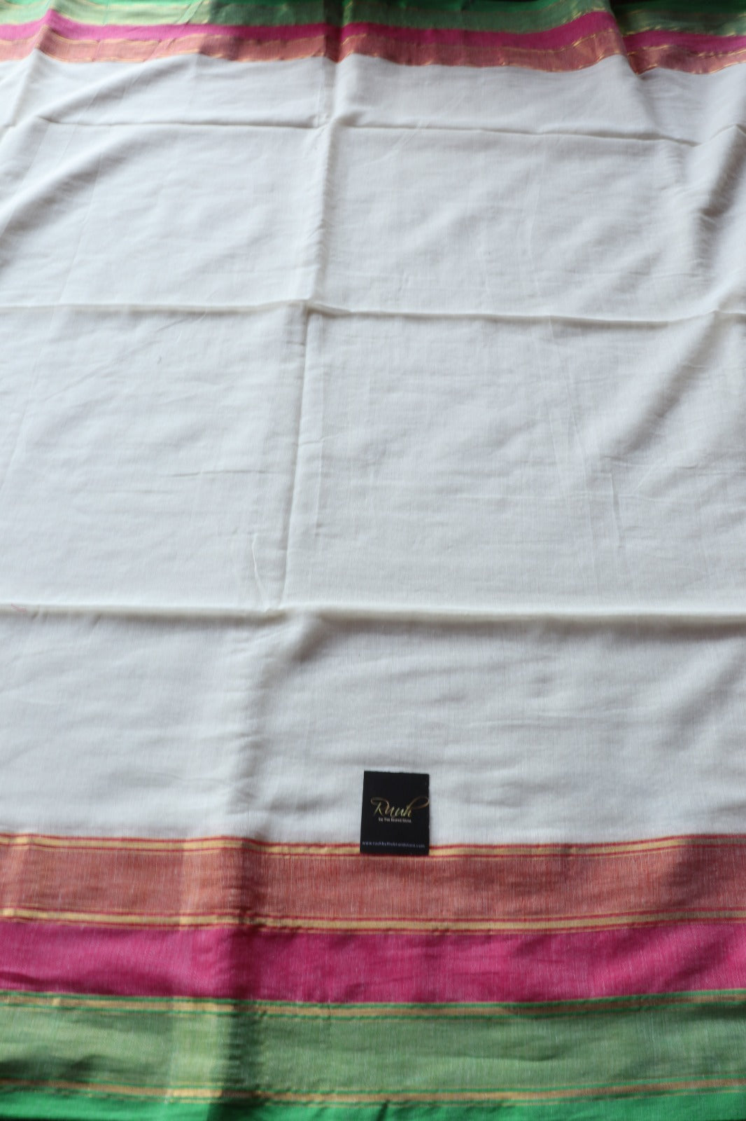 MULMUL SAREE WITH TRICOLOUR BORDER