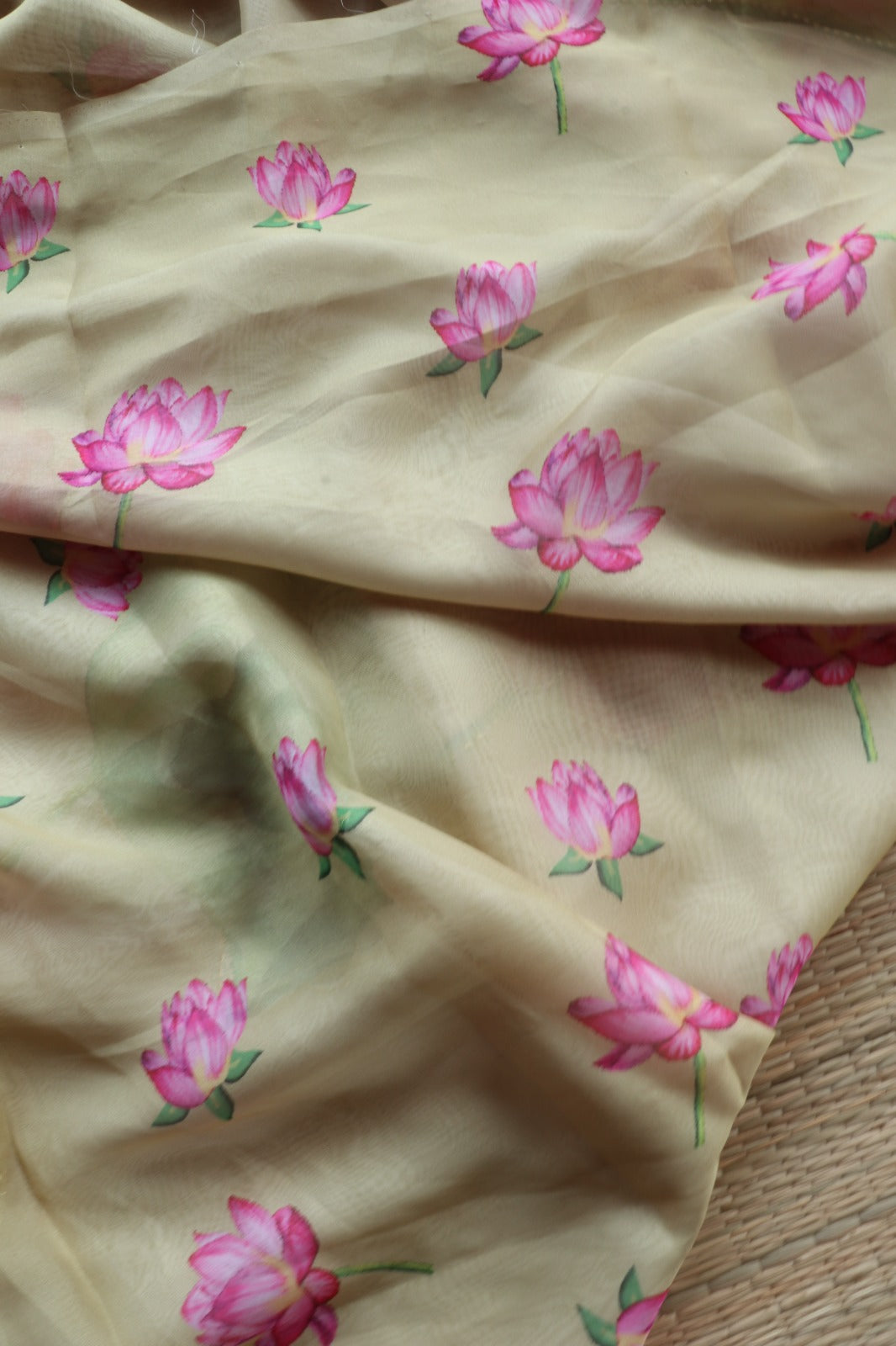 YELLOW ORGANZA WITH HANDWORK