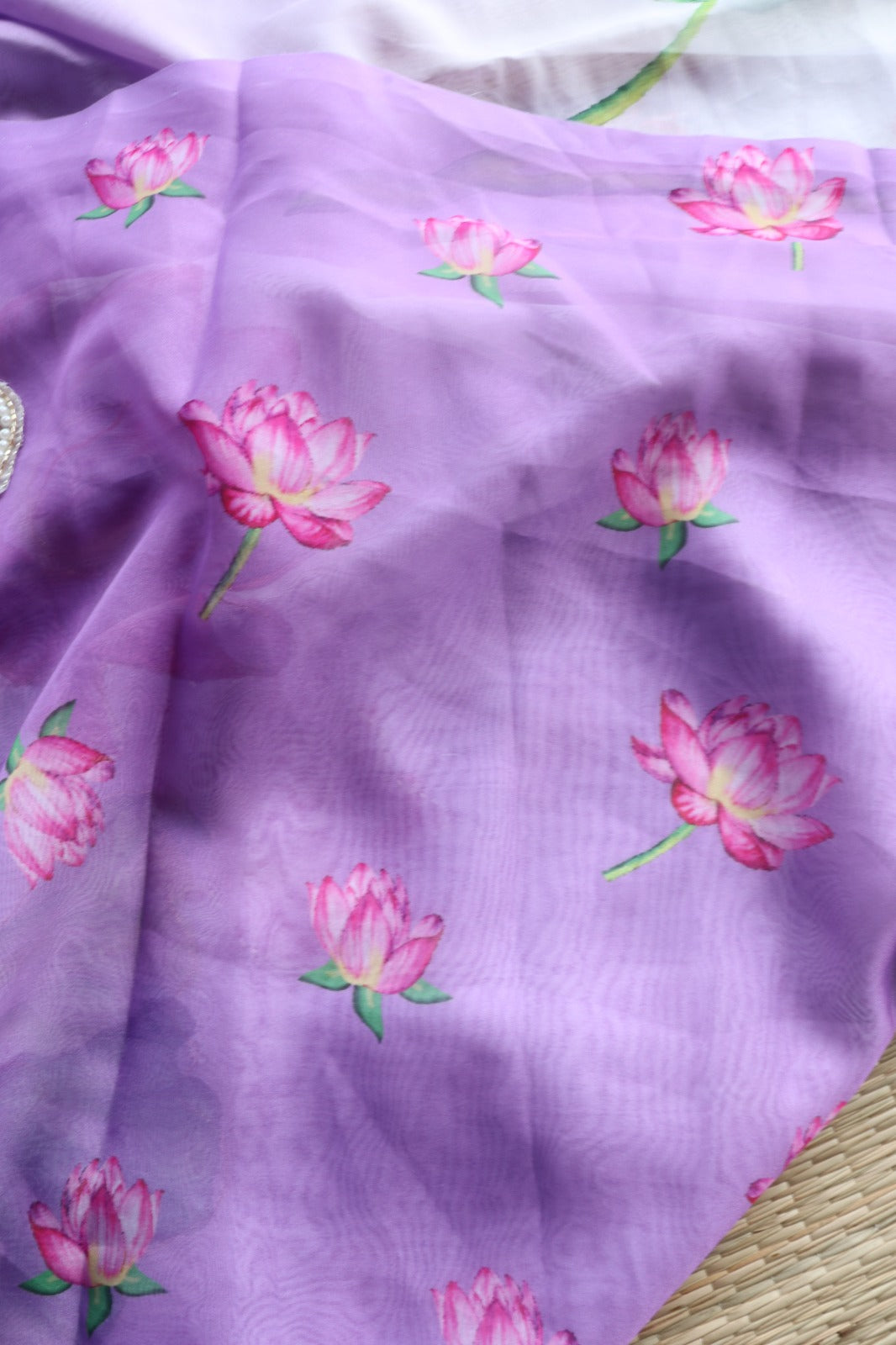 PURPLE ORGANZA WITH HANDWORK