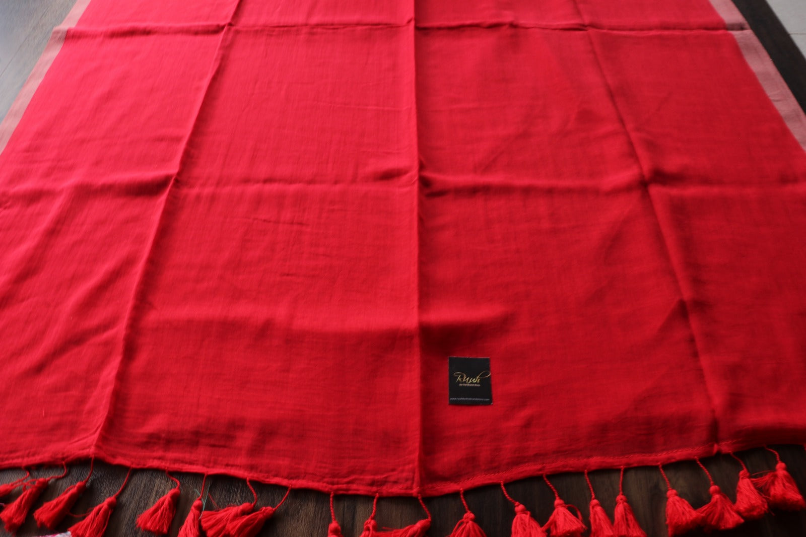 RED - PINK PLAIN MULMUL SAREE