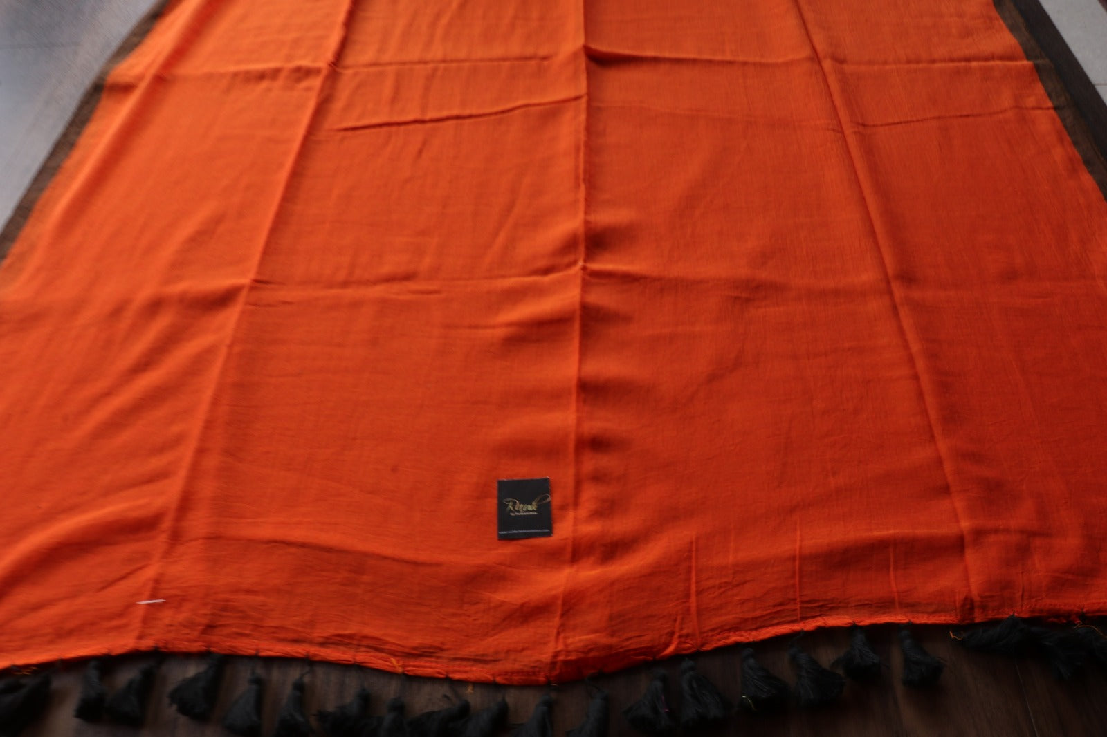 ORANGE - BROWN PLAIN MULMUL SAREE