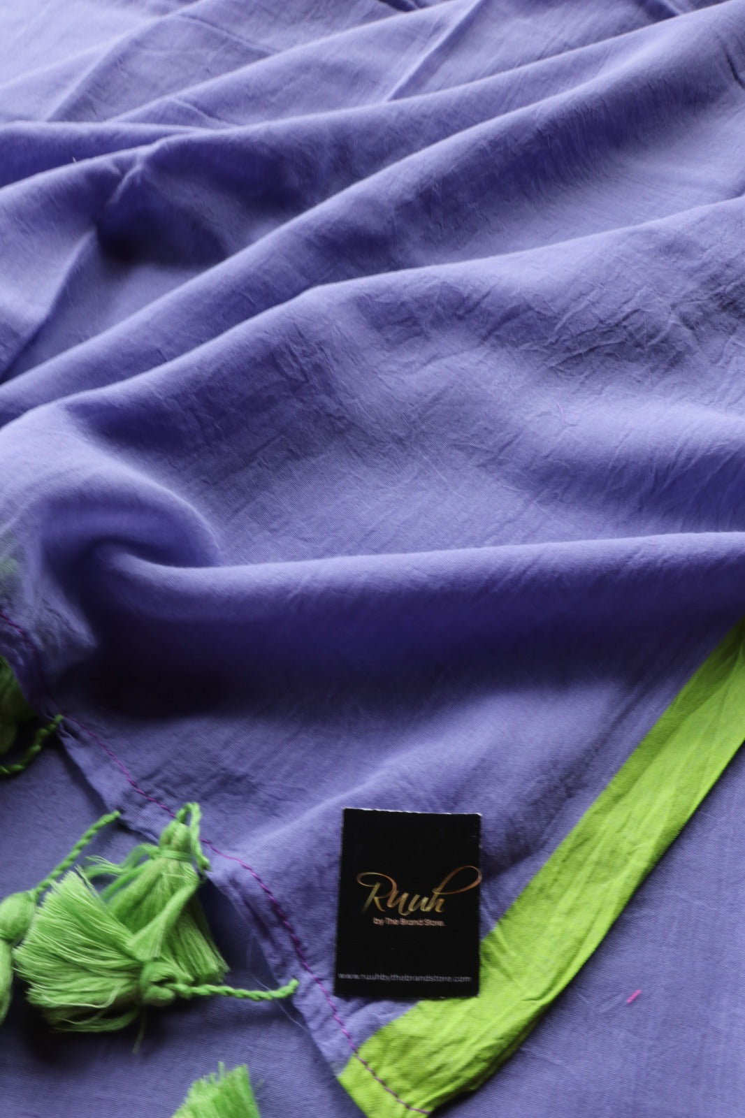 LAVENDER - GREEN PLAIN MULMUL SAREE
