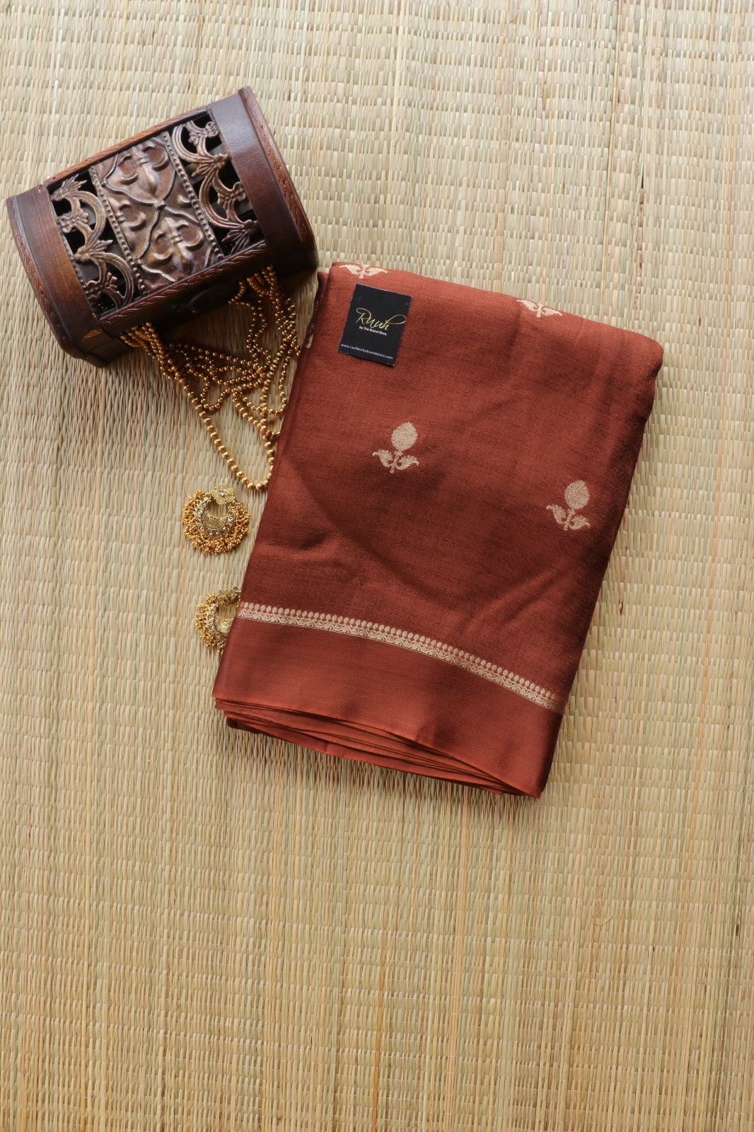 BROWN COLOUR VISCOSE KHADI SILK SAREE