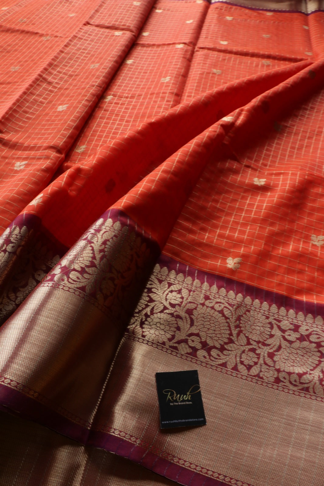 RUST ORANGE - WINE COMBINATION SAREE