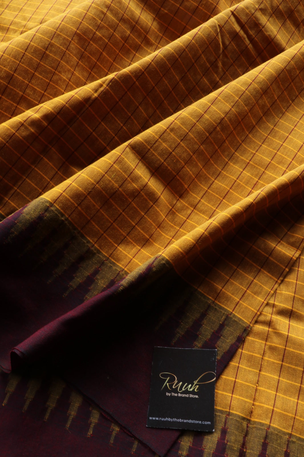 MUSTARD YELLOW WITH MAROON KALYANI COTTON