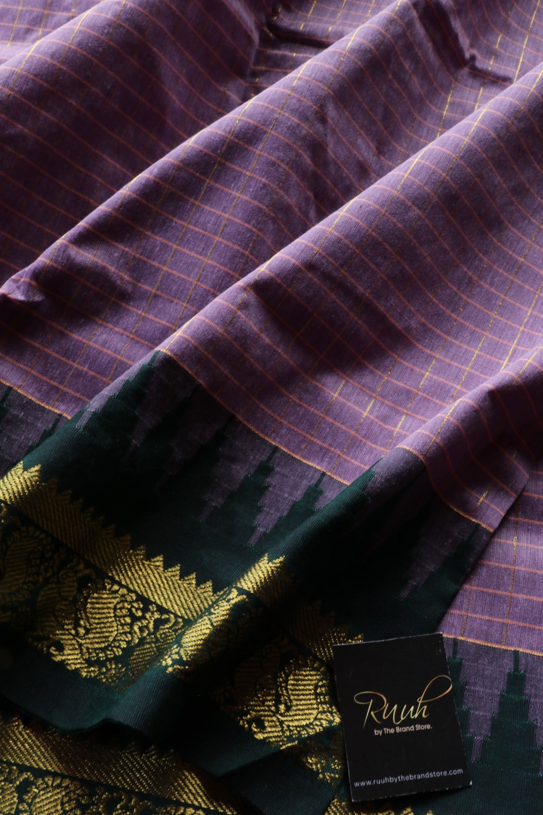 LAVENDER WITH GREEN  KALYANI COTTON