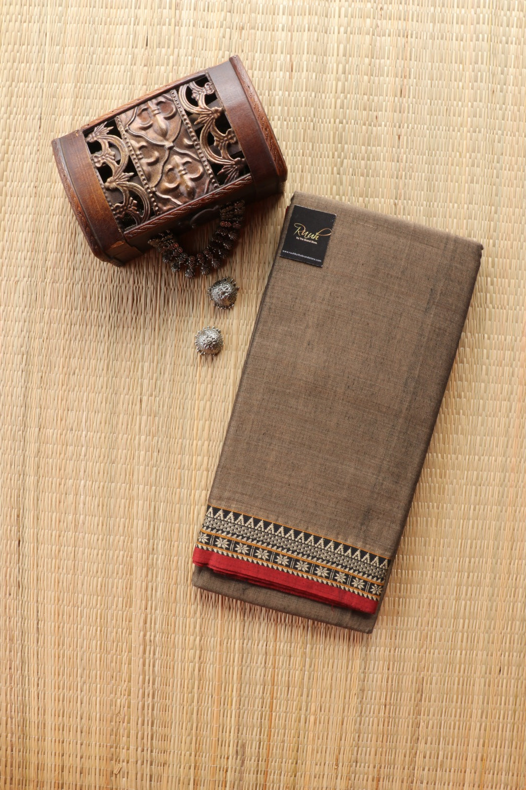 DARK GREY NARAYANPETH COTTON SAREE