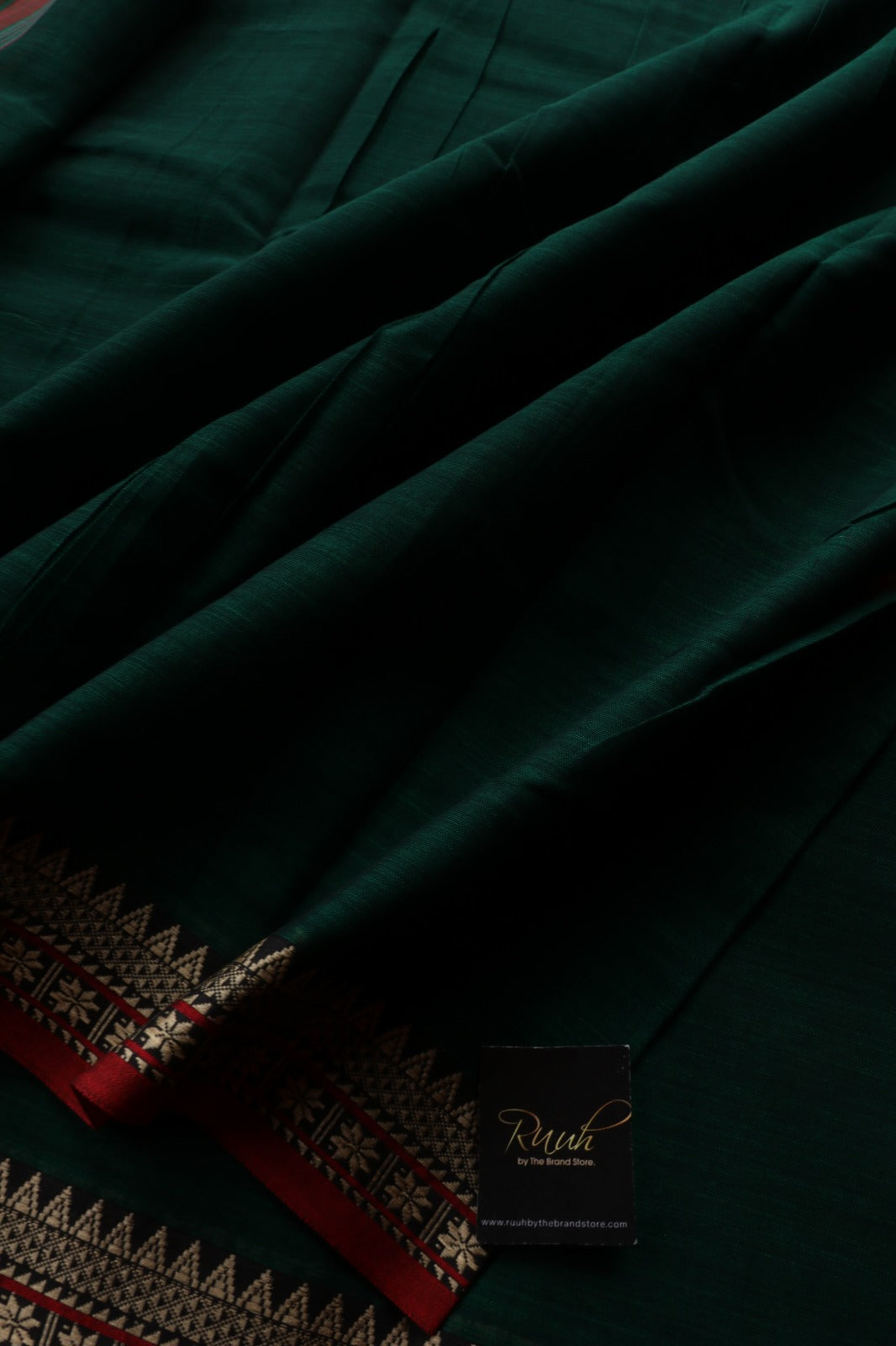 DARK GREEN NARAYANPETH COTTON SAREE