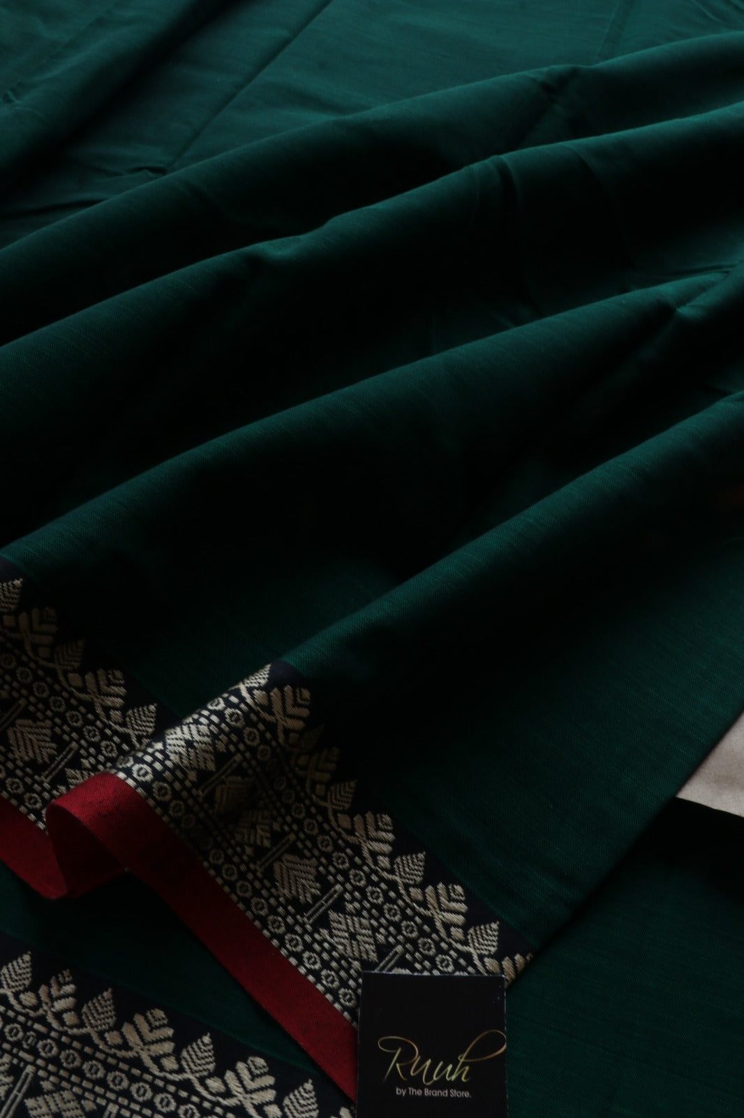 DARK GREEN NARAYANPETH COTTON SAREE