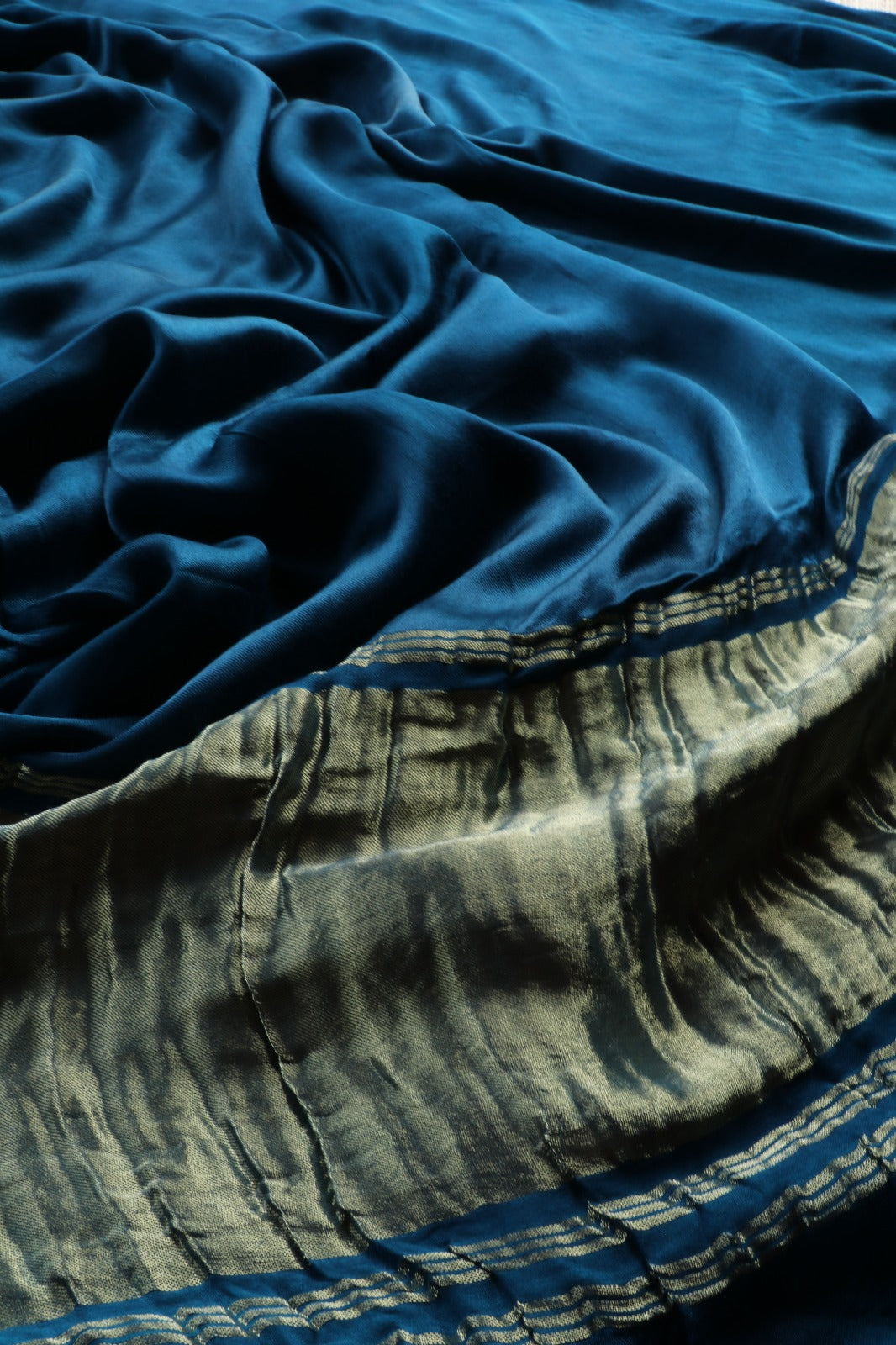 BLUE PLAIN MODAL SILK SAREE