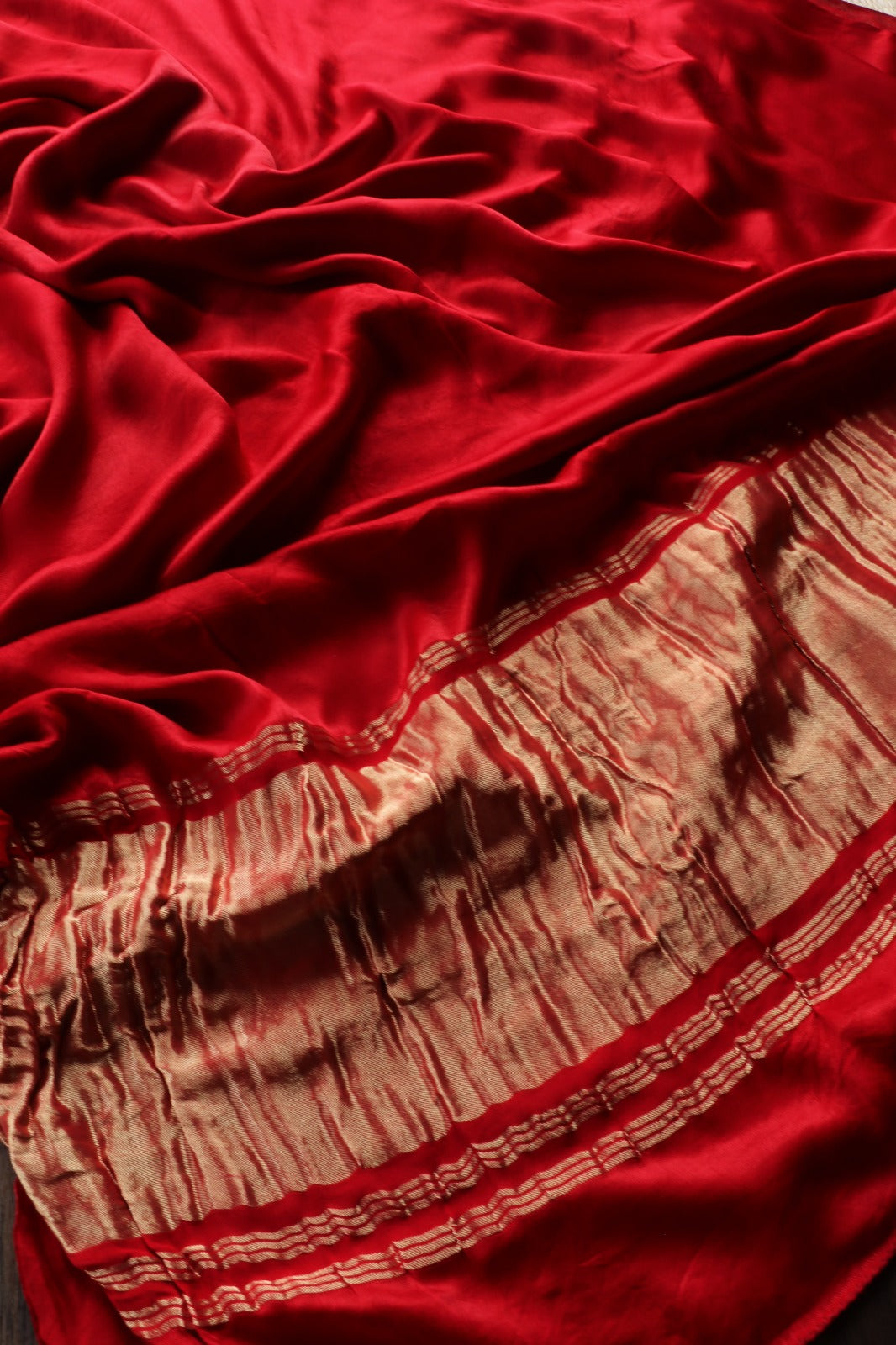 RED PLAIN MODAL SILK SAREE