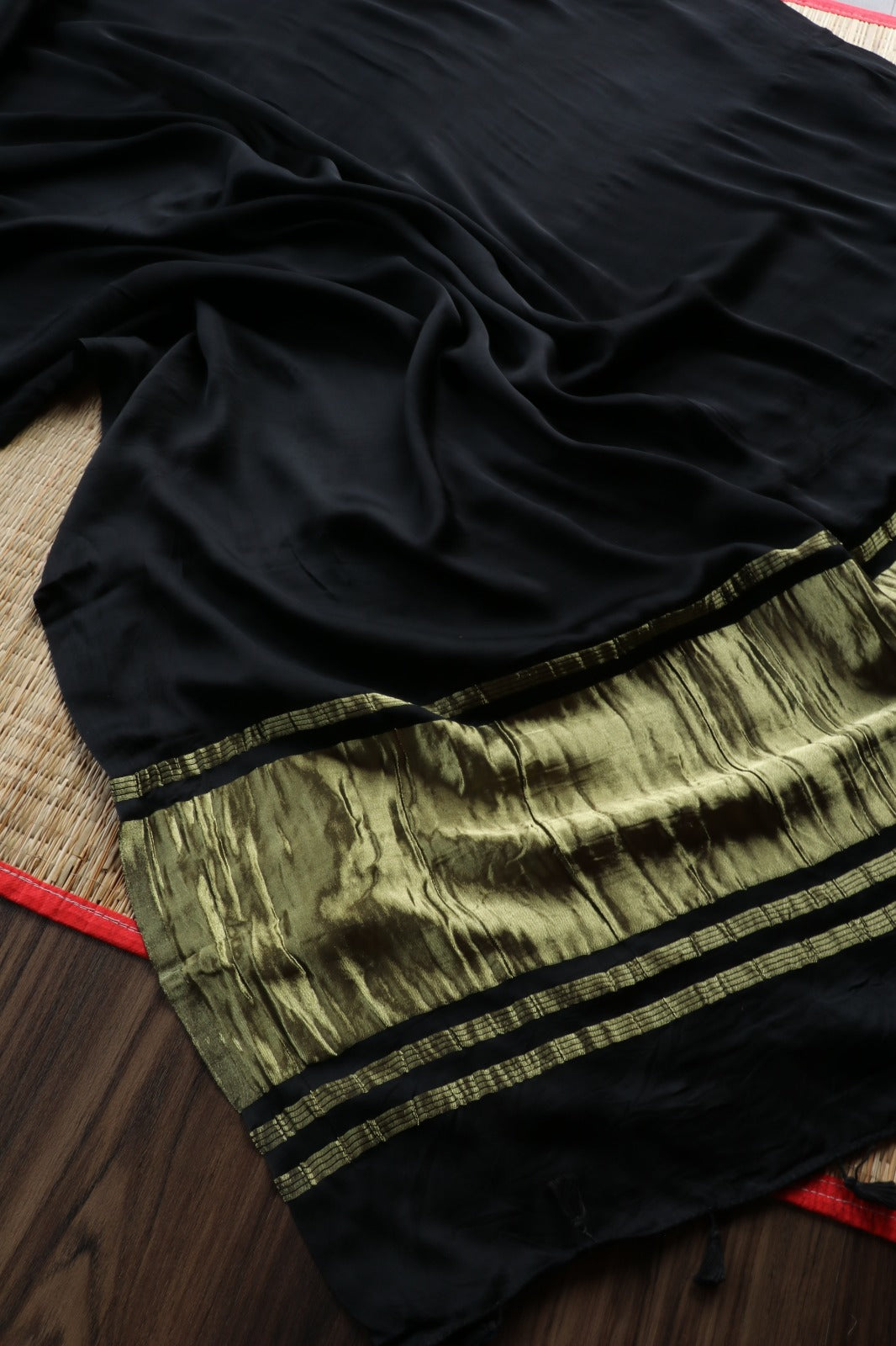 BLACK PLAIN MODAL SILK SAREE