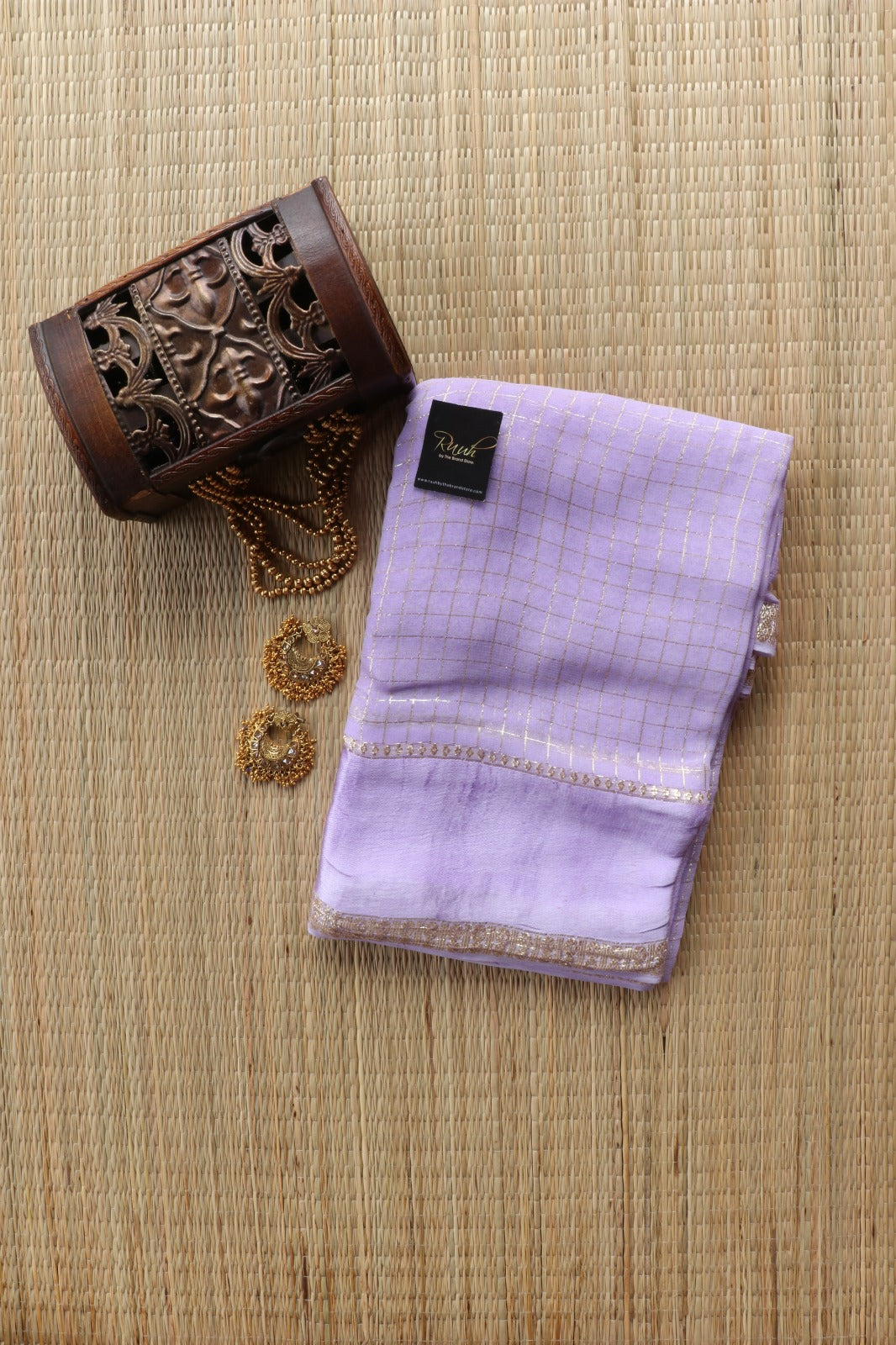 LILAC VISCOSE CHECK SAREE