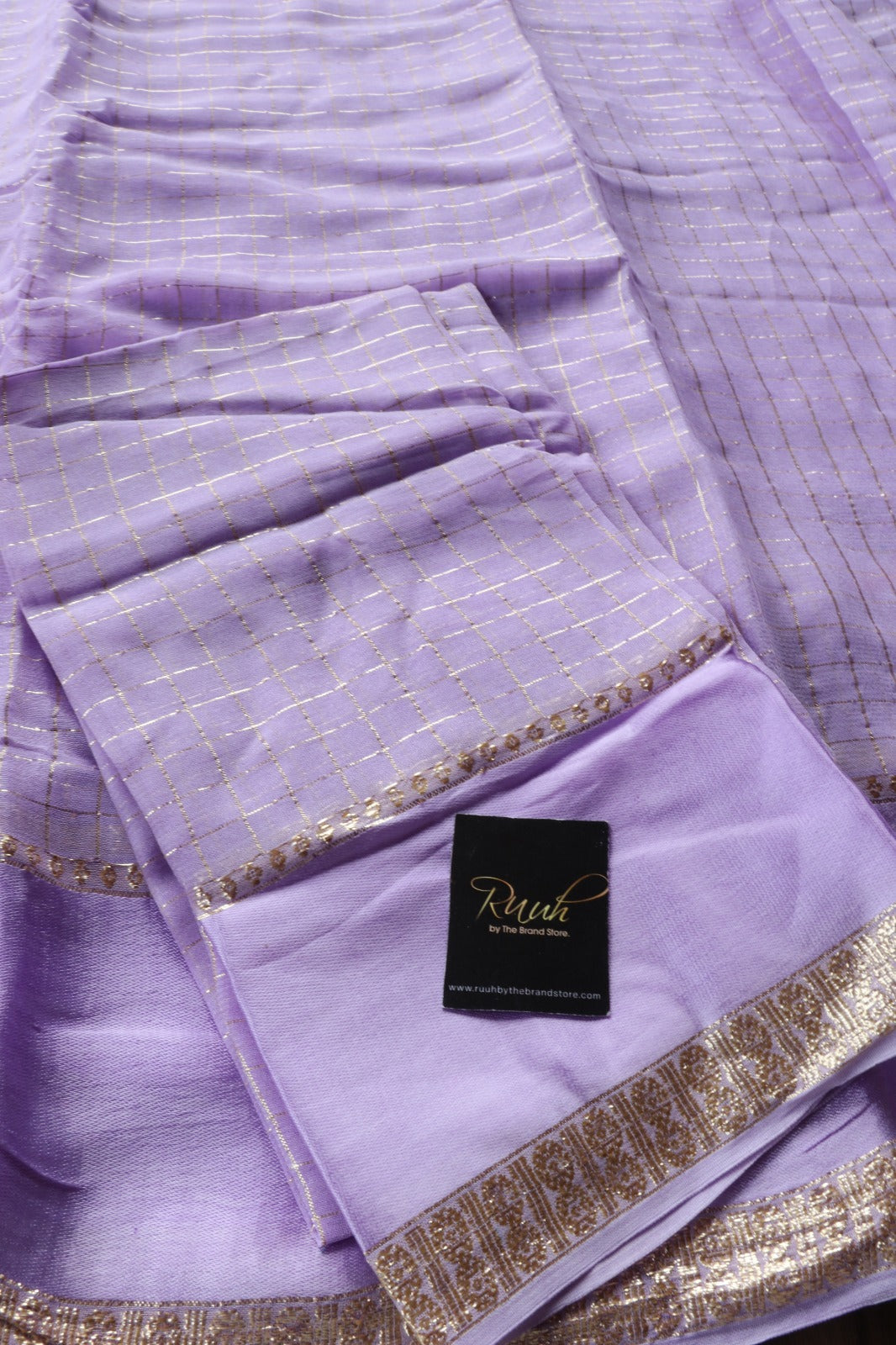 LILAC VISCOSE CHECK SAREE
