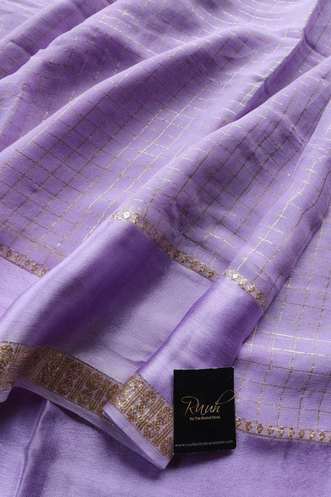 LILAC VISCOSE CHECK SAREE
