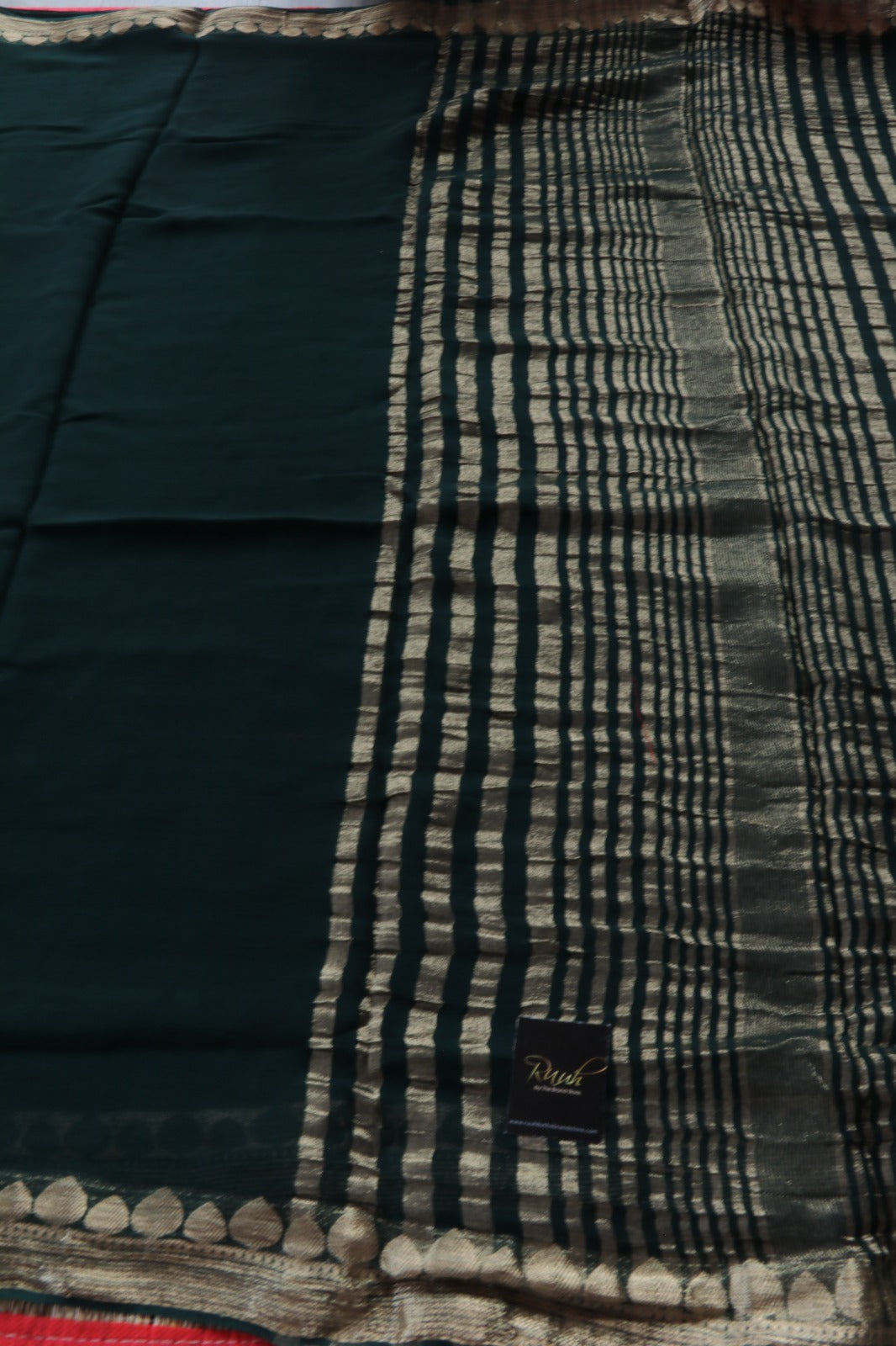 DARK GREEN VISCOSE GEORGETTE SAREE