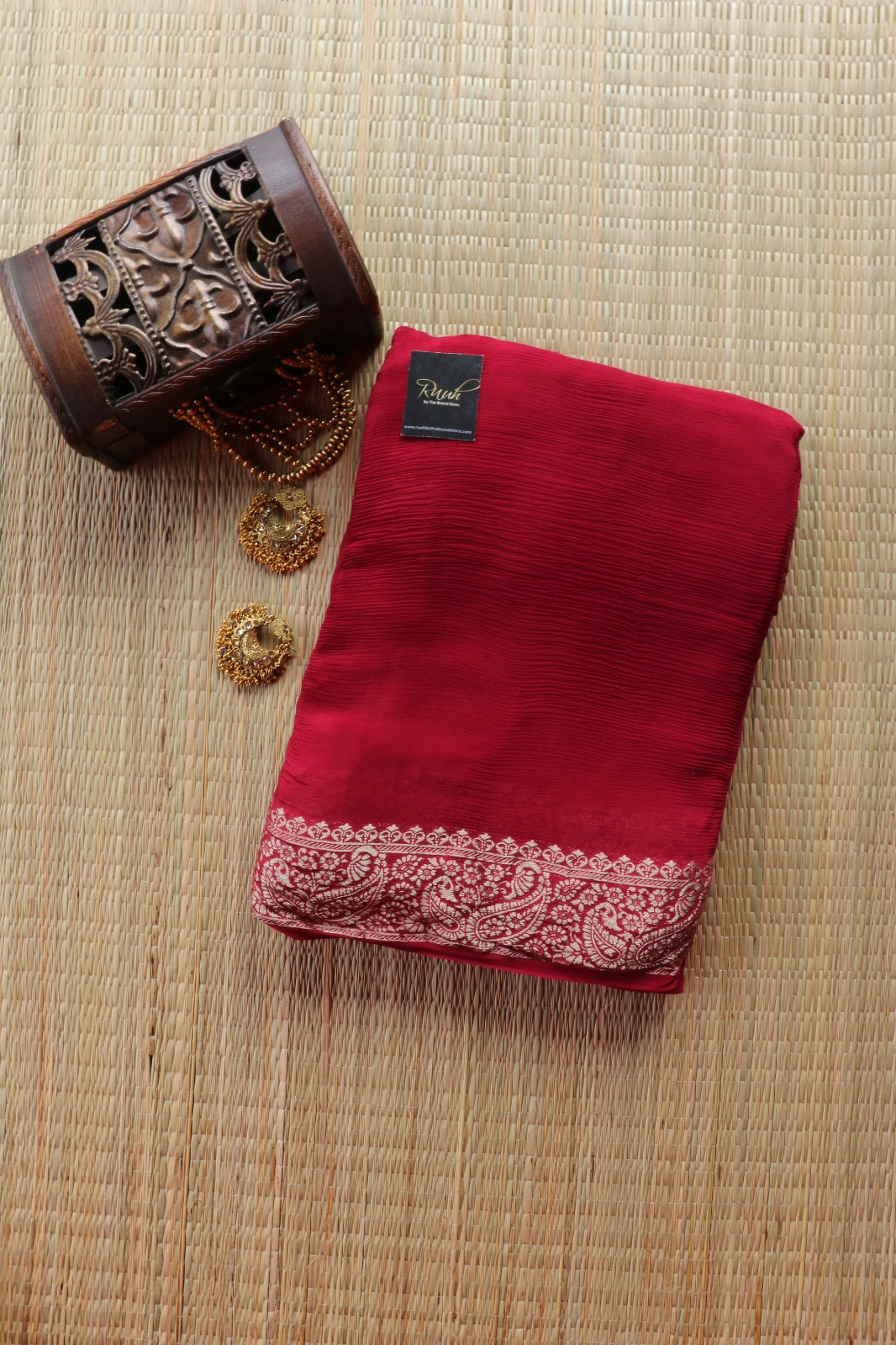 MAROON VISCOSE CHINNON SAREE