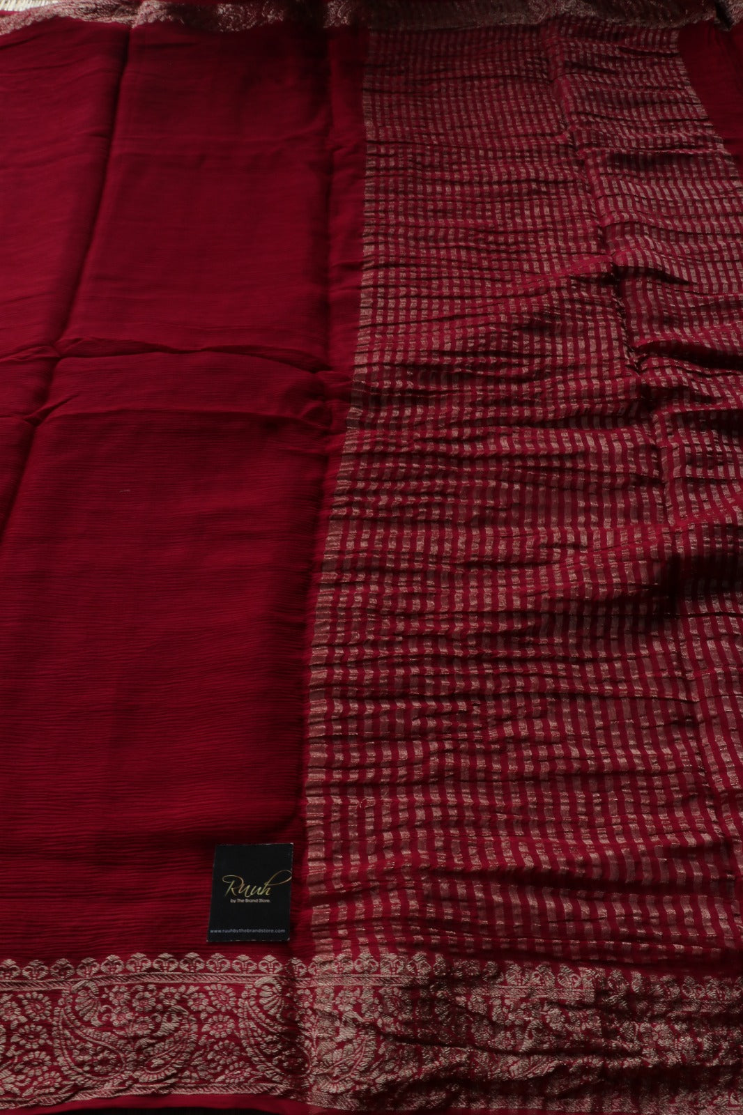 MAROON VISCOSE CHINNON SAREE