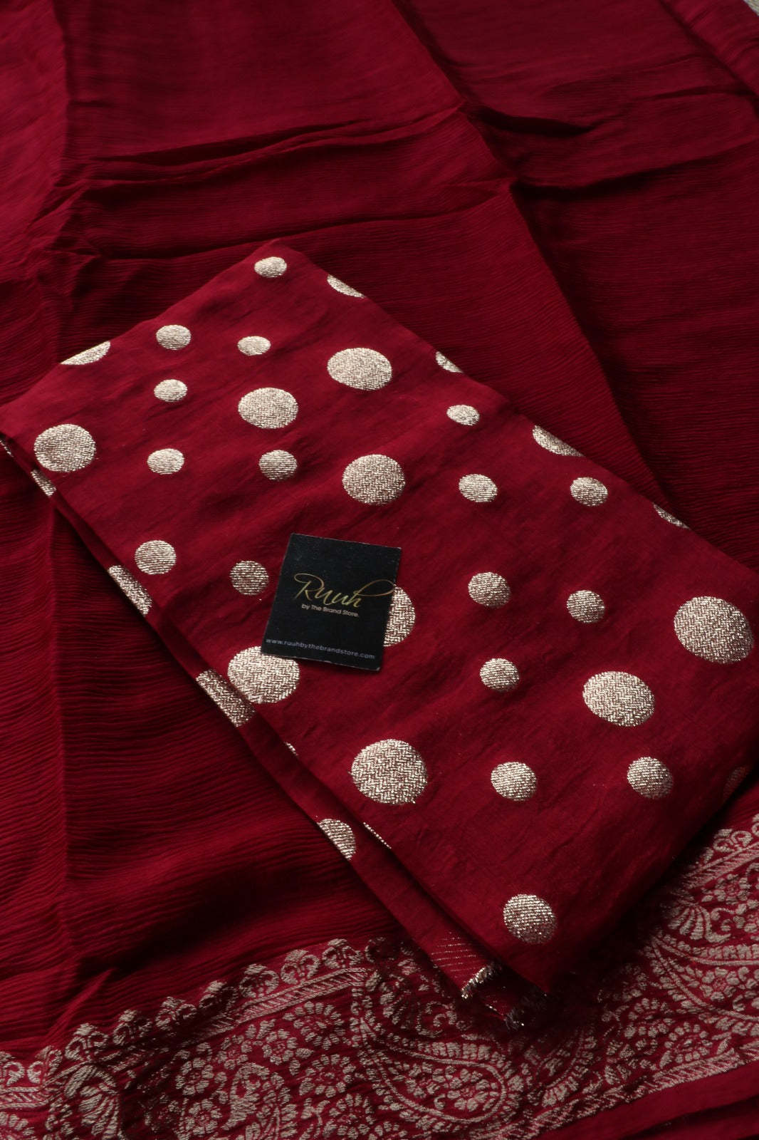 MAROON VISCOSE CHINNON SAREE