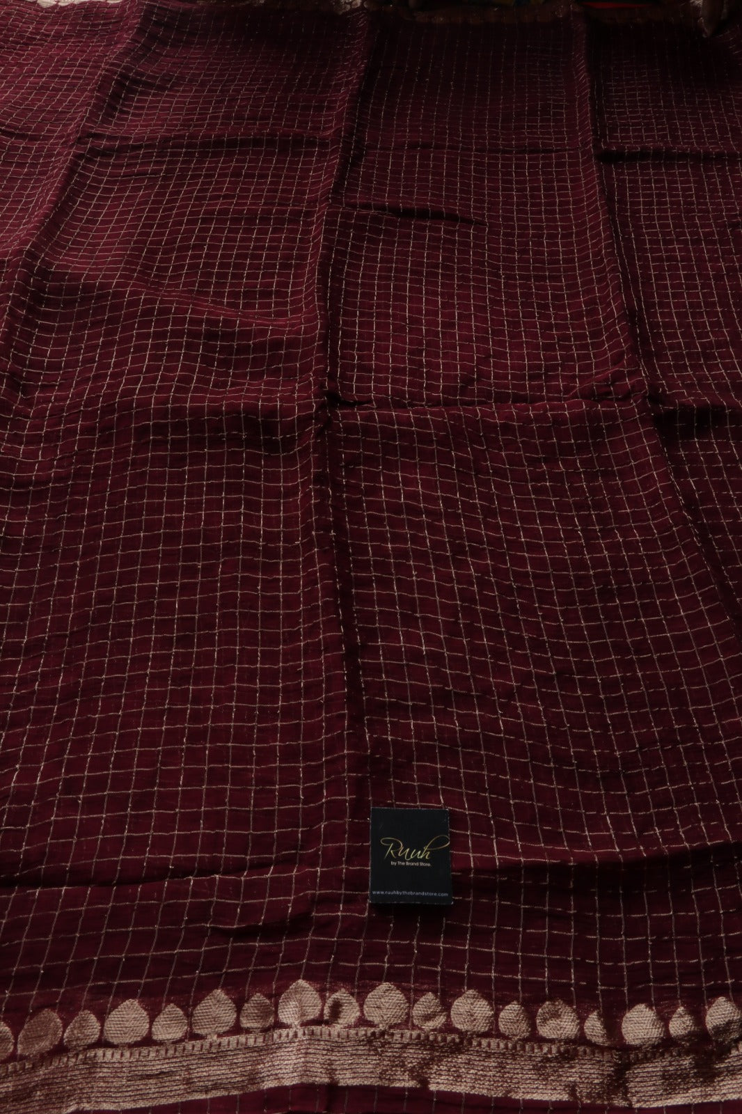 WINE VISCOSE CHECK SAREE