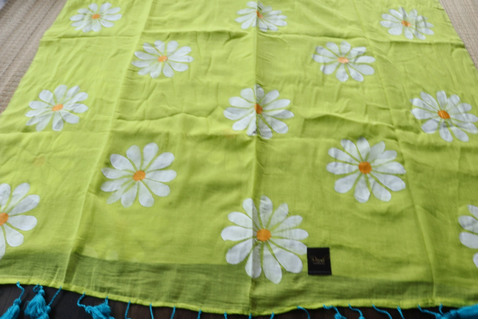 NEON MULMUL DAISY HANDPAINT SAREE - TBS26MD
